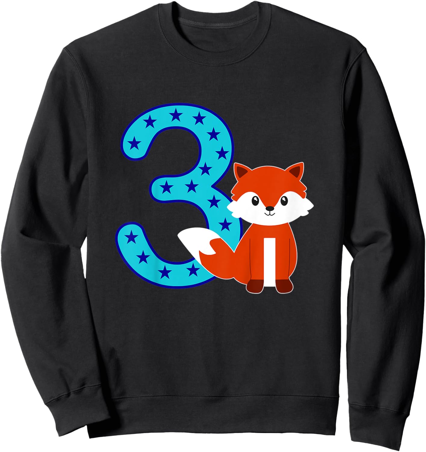 Kids 3rd Birthday Girl Boy Cute Fox I'm 3 Years Old Sweatshirt - Sweatshirt | Black