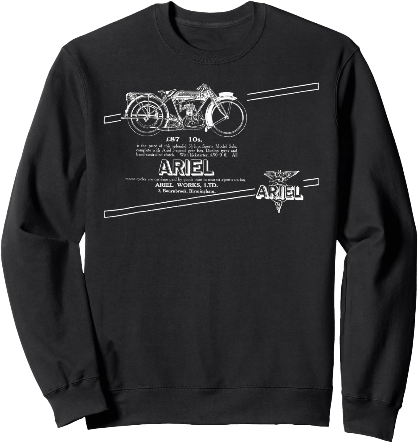 1922 Ariel Motorcycles Birmingham England Sweatshirt - Sweatshirt | Black