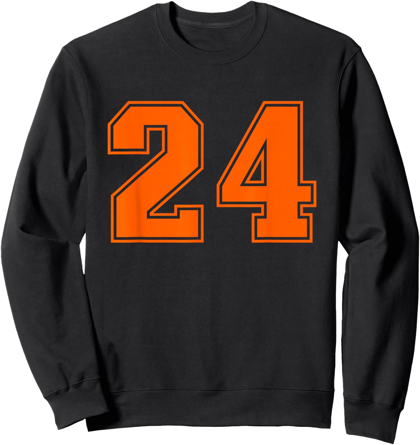 Number #24 Orange Varsity Number Sweatshirt - Sweatshirt | Black