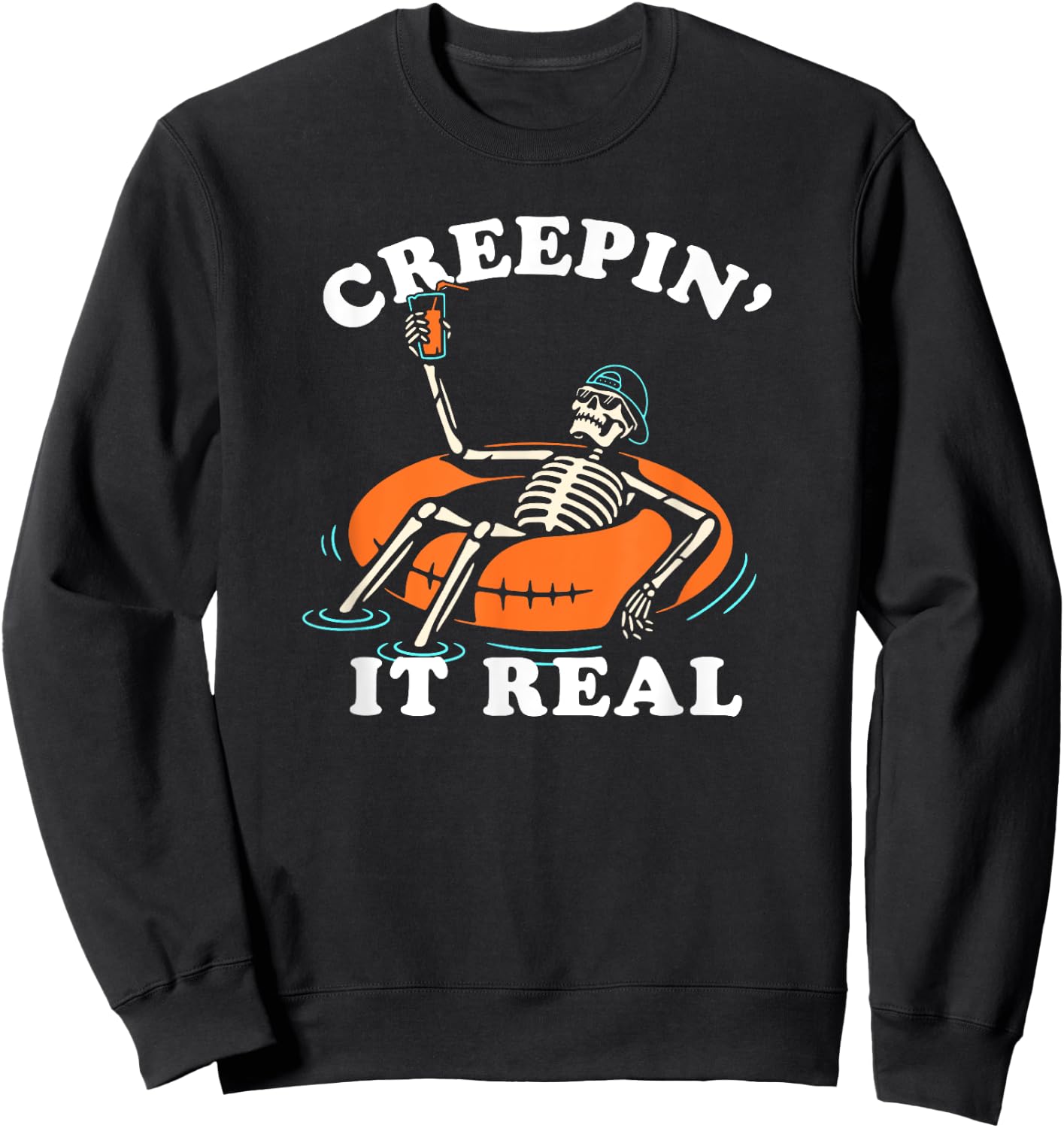 Trendy Halloween Vintage Creepin' it Real Sweatshirt - Sweatshirt | Black