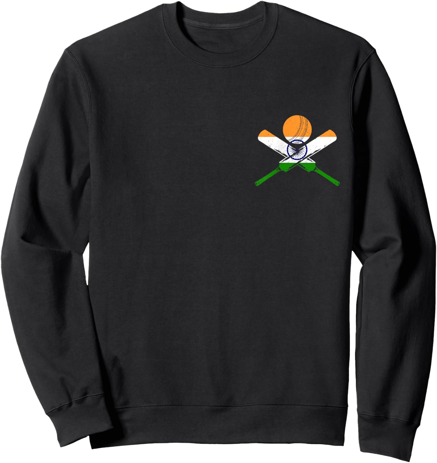 Indian Flag Cricket Bat Ball India Sweatshirt - Sweatshirt | Black