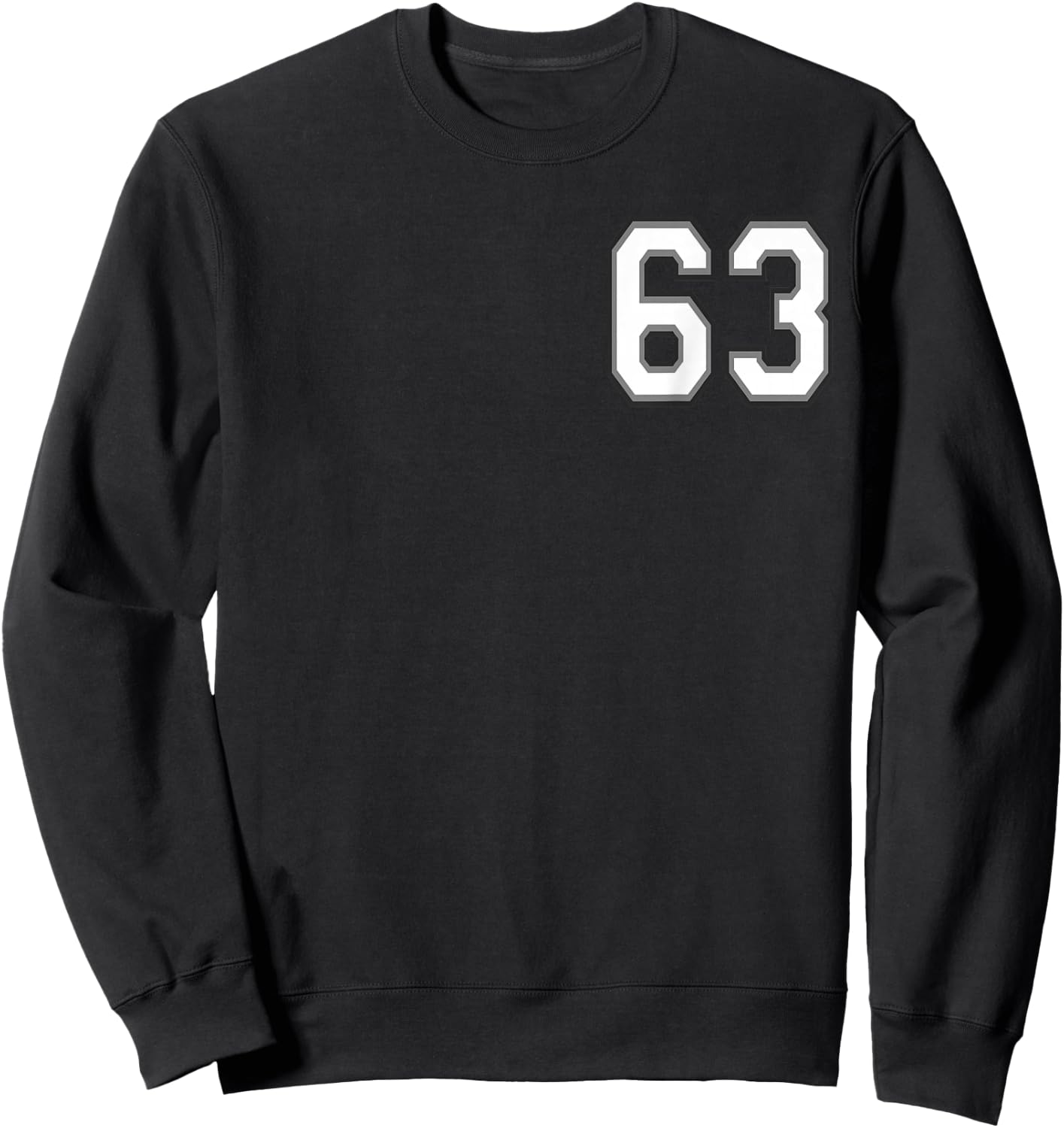 Number 63 in Black, White and Gray Sweatshirt - Sweatshirt | Black