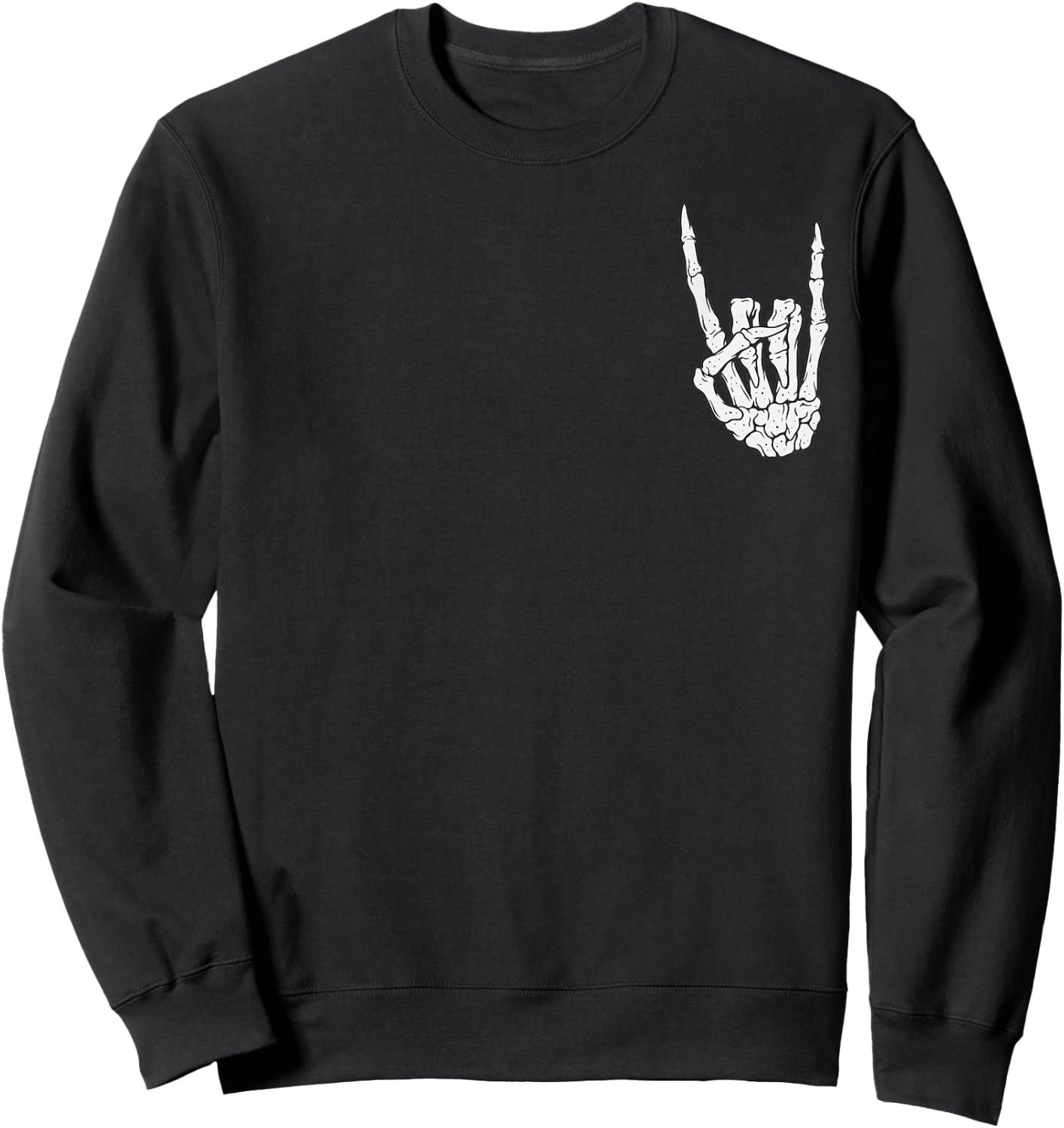 Skeleton Rock Hand Pocket Lazy Halloween Costume Cool Bones Sweatshirt - Sweatshirt | Black