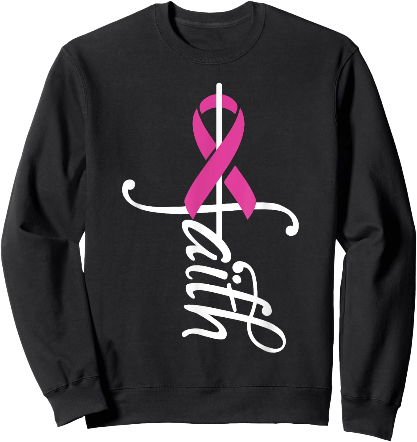 Faith Cancer Support - Ribbon Breast Cancer Awareness Sweatshirt - Sweatshirt | Black