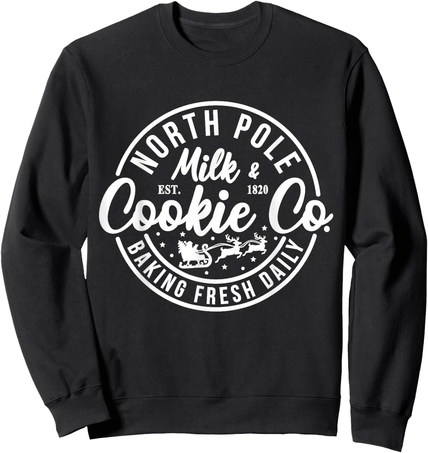 North Pole Milk And Cookie Co Funny Baking Christmas Costume Sweatshirt - Sweatshirt | Black