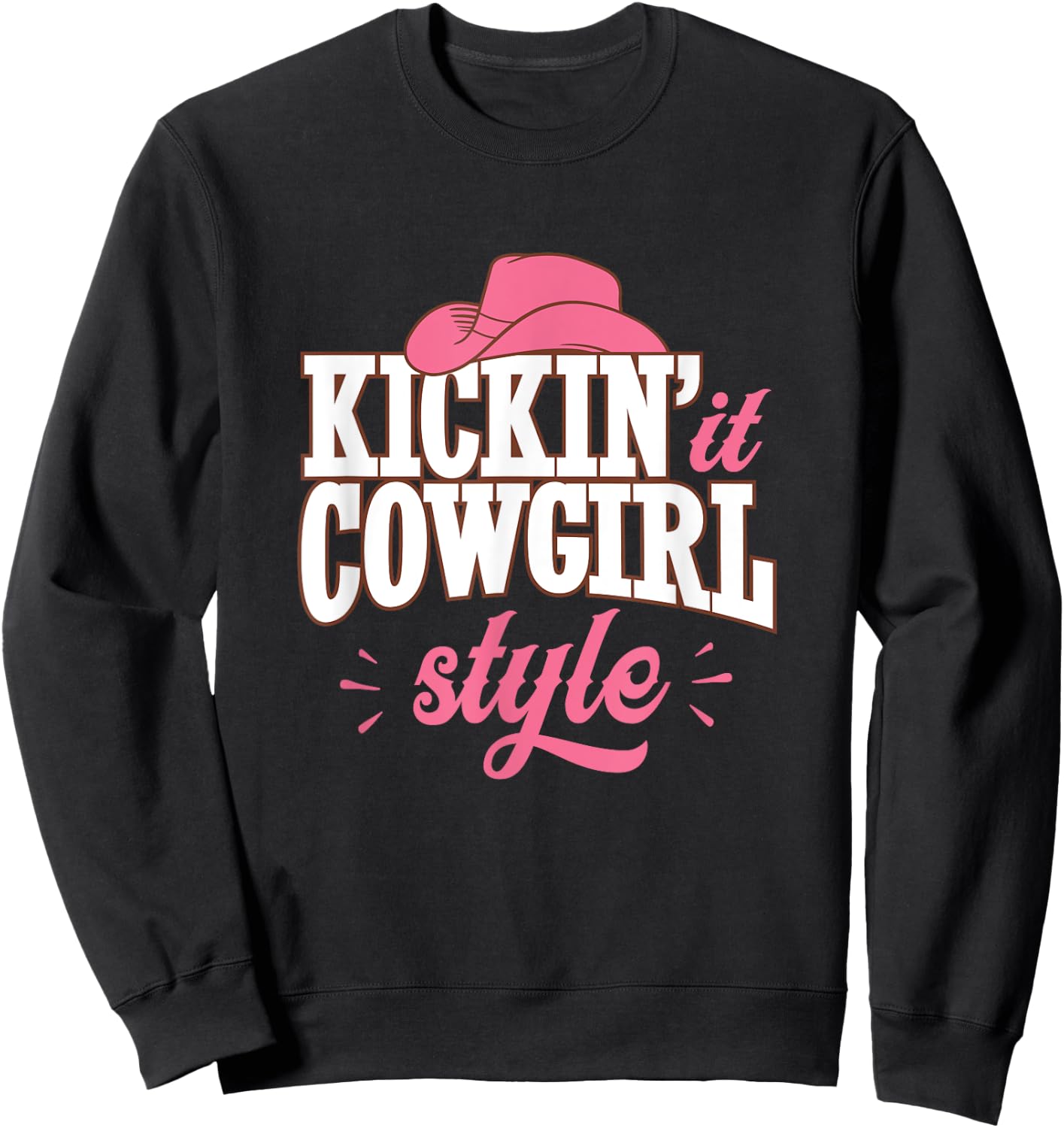 Cowgirl Style Country Western Rodeo Women Girls Sweatshirt - Sweatshirt | Black