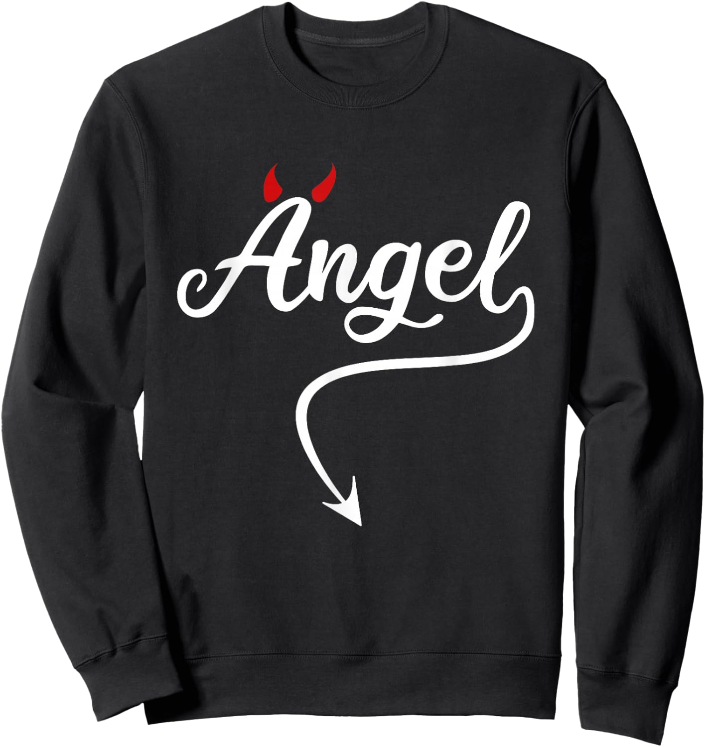 Devil Angel Costume Angel vs Devil Angel and Devil Halloween Sweatshirt - Sweatshirt | Black