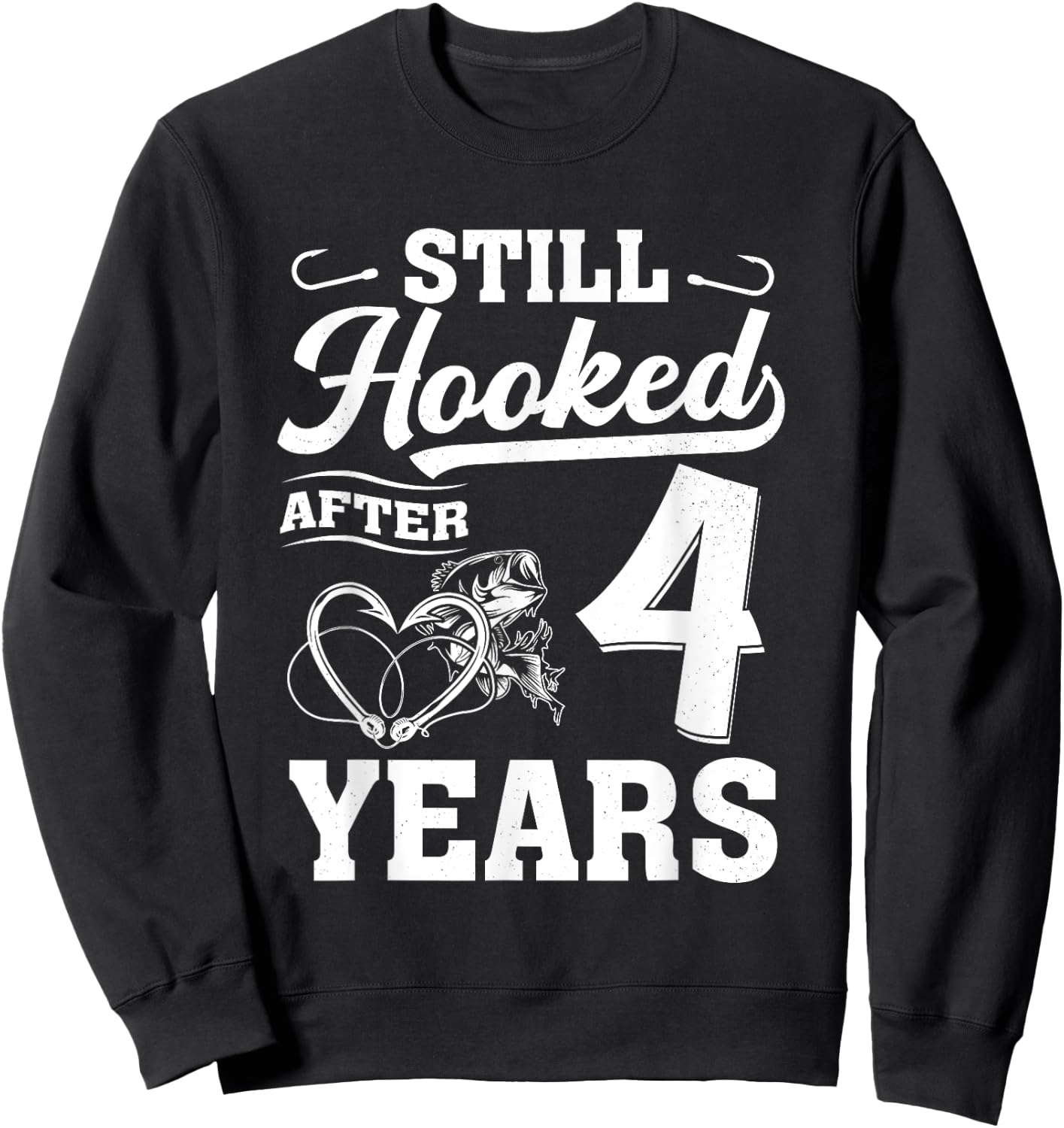 Fishing Couple 4 Years Anniversary 4th Wedding Celebration Sweatshirt - Sweatshirt | Black