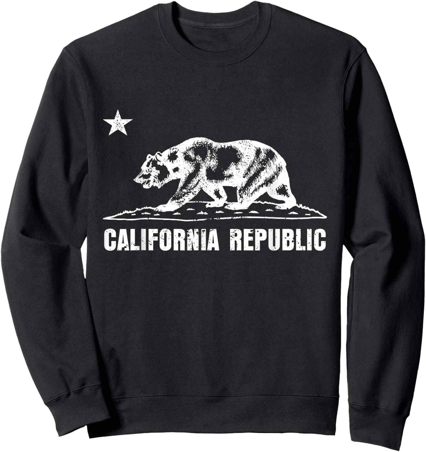 California Funny State Bear Vintage Distressed Graphic Sweatshirt - Sweatshirt | Black