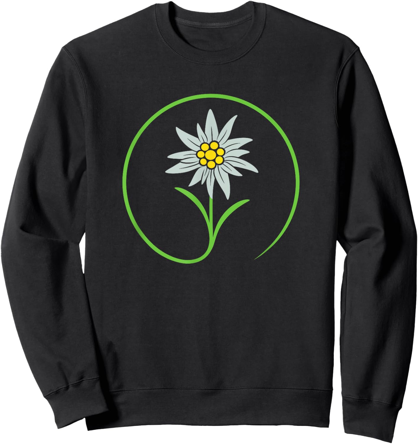 Oktoberfest Shirt. Edelweiss, traditional flower with leaves Sweatshirt - Sweatshirt | Black