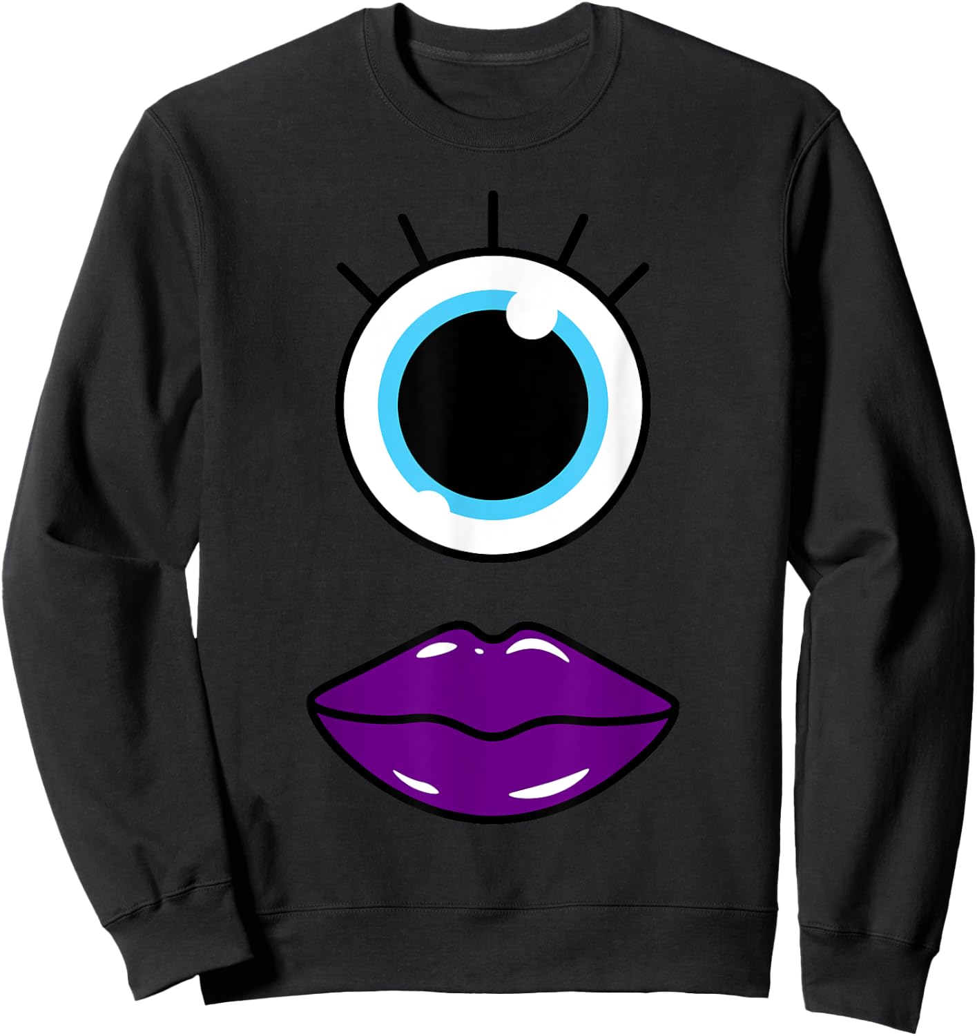 Funny Cute Goth Monster Face Eyeball Easy Halloween Costume Sweatshirt - Sweatshirt | Black