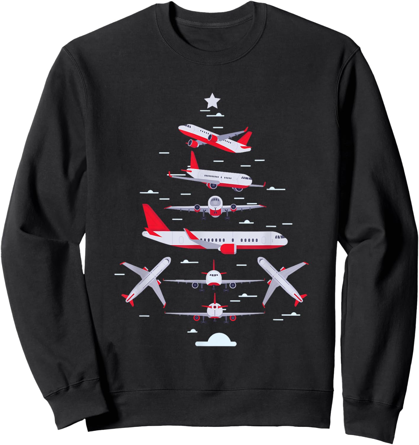Airplane Christmas Tree Pilot Merry Christmas Xmas Tree Sweatshirt - Sweatshirt | Black