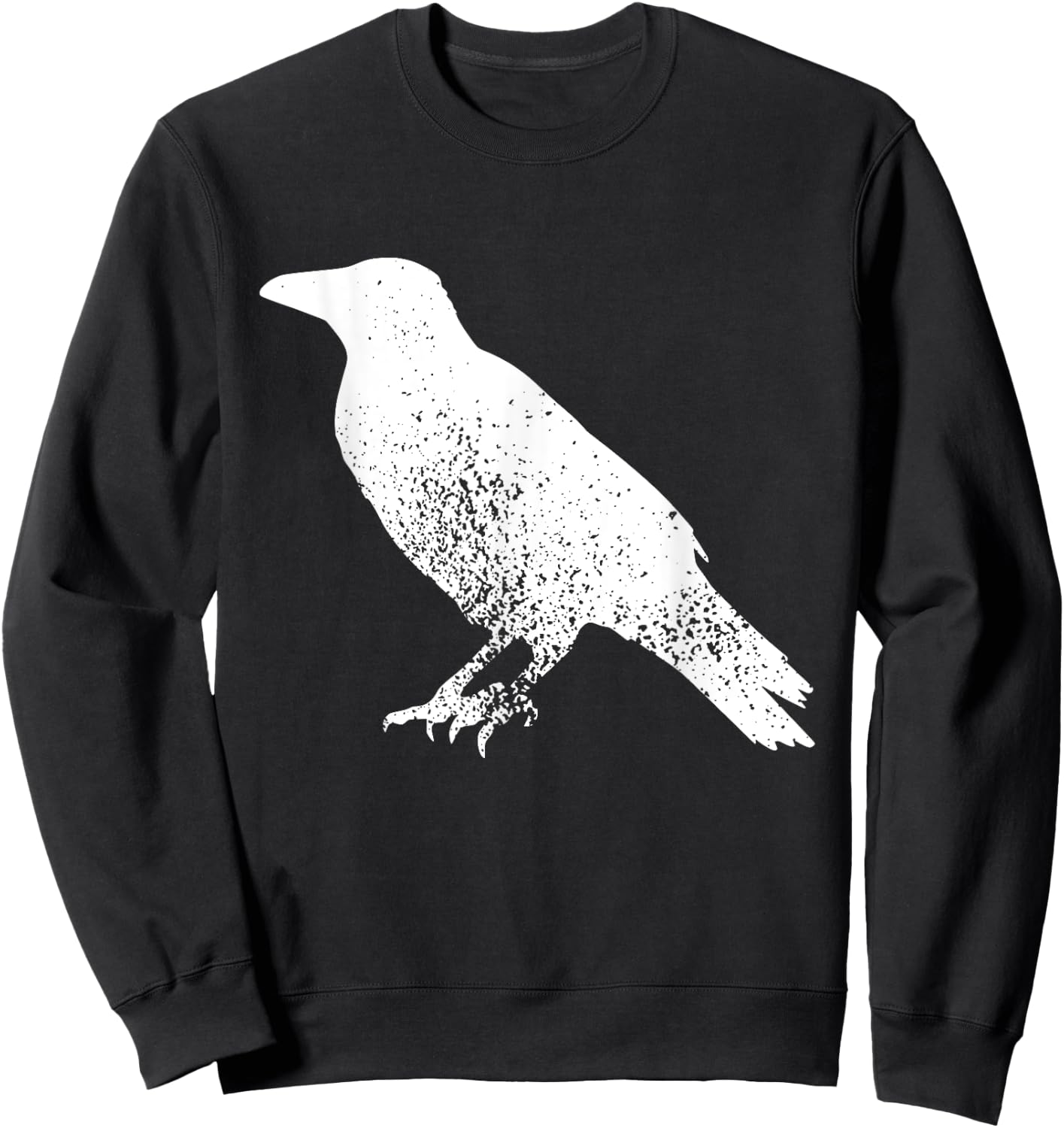 Distressed Crow Bird Print Raven Vintage Bird Sweatshirt - Sweatshirt | Black