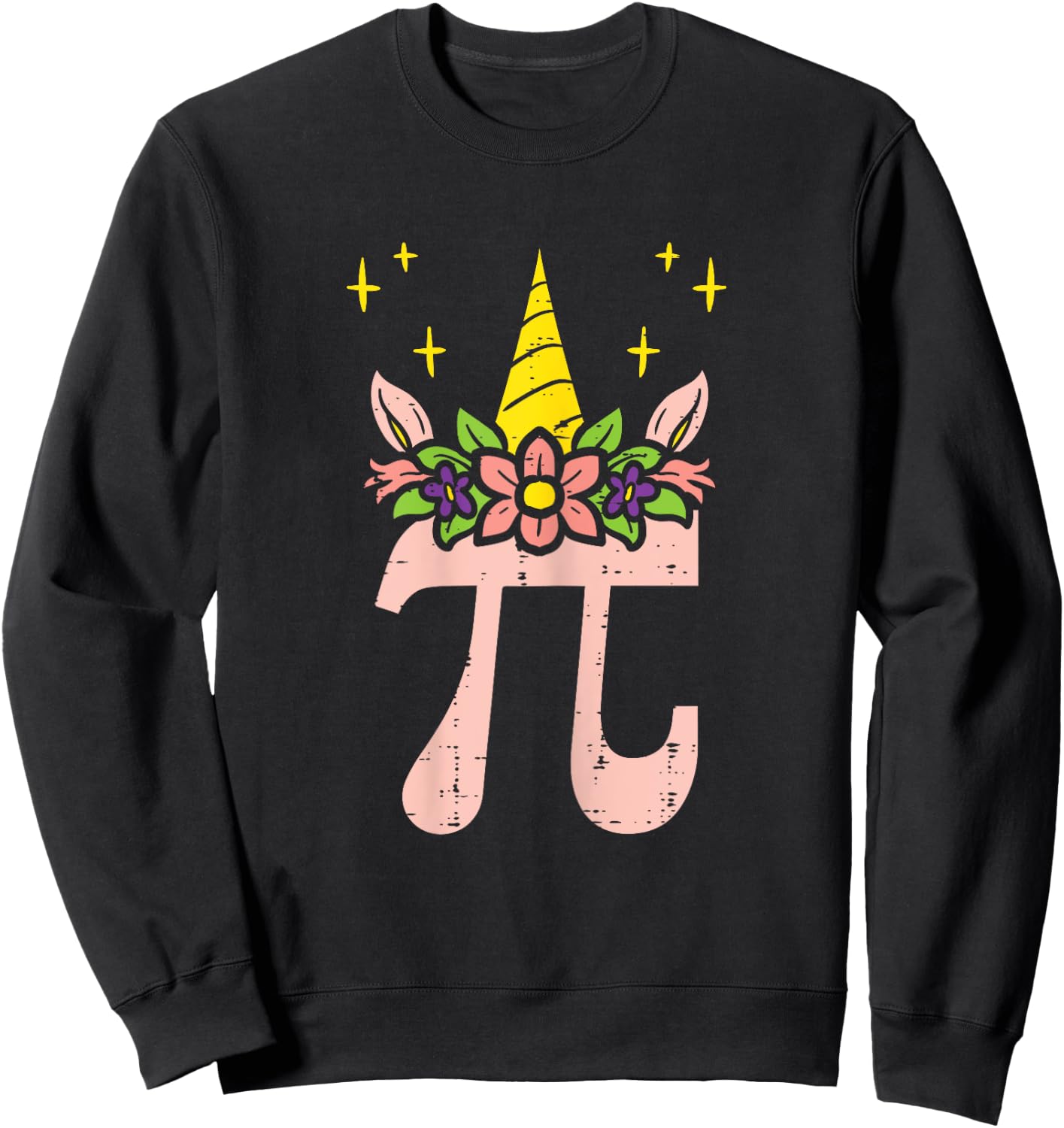 Pi Day Symbol Unicorn Head Cute 314 Math Pun Geek Girls Kids Sweatshirt - Sweatshirt | Black