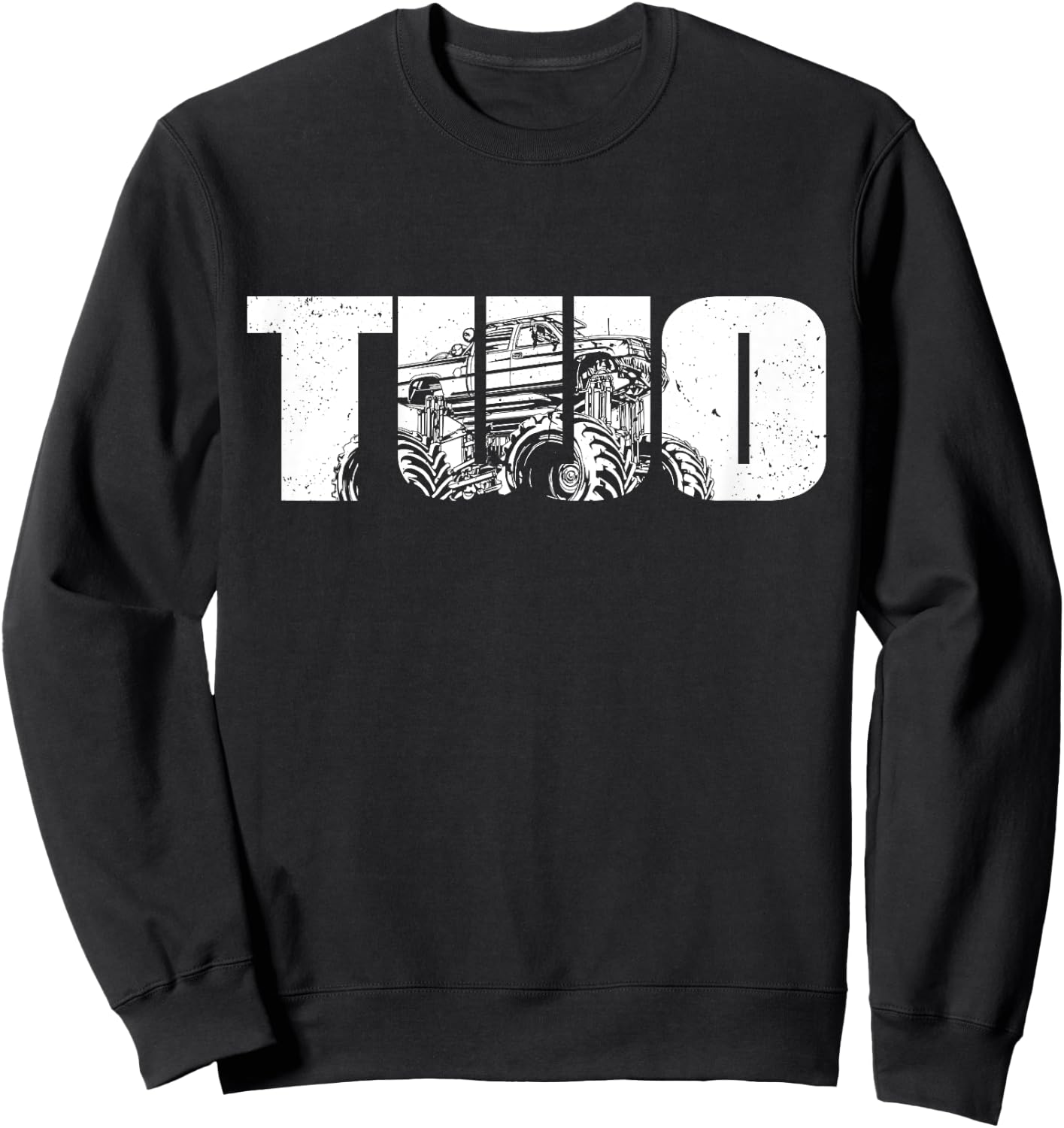 2 Year Old Shirt 2nd Birthday Monster Truck Boys Girls Kid Sweatshirt - Sweatshirt | Black
