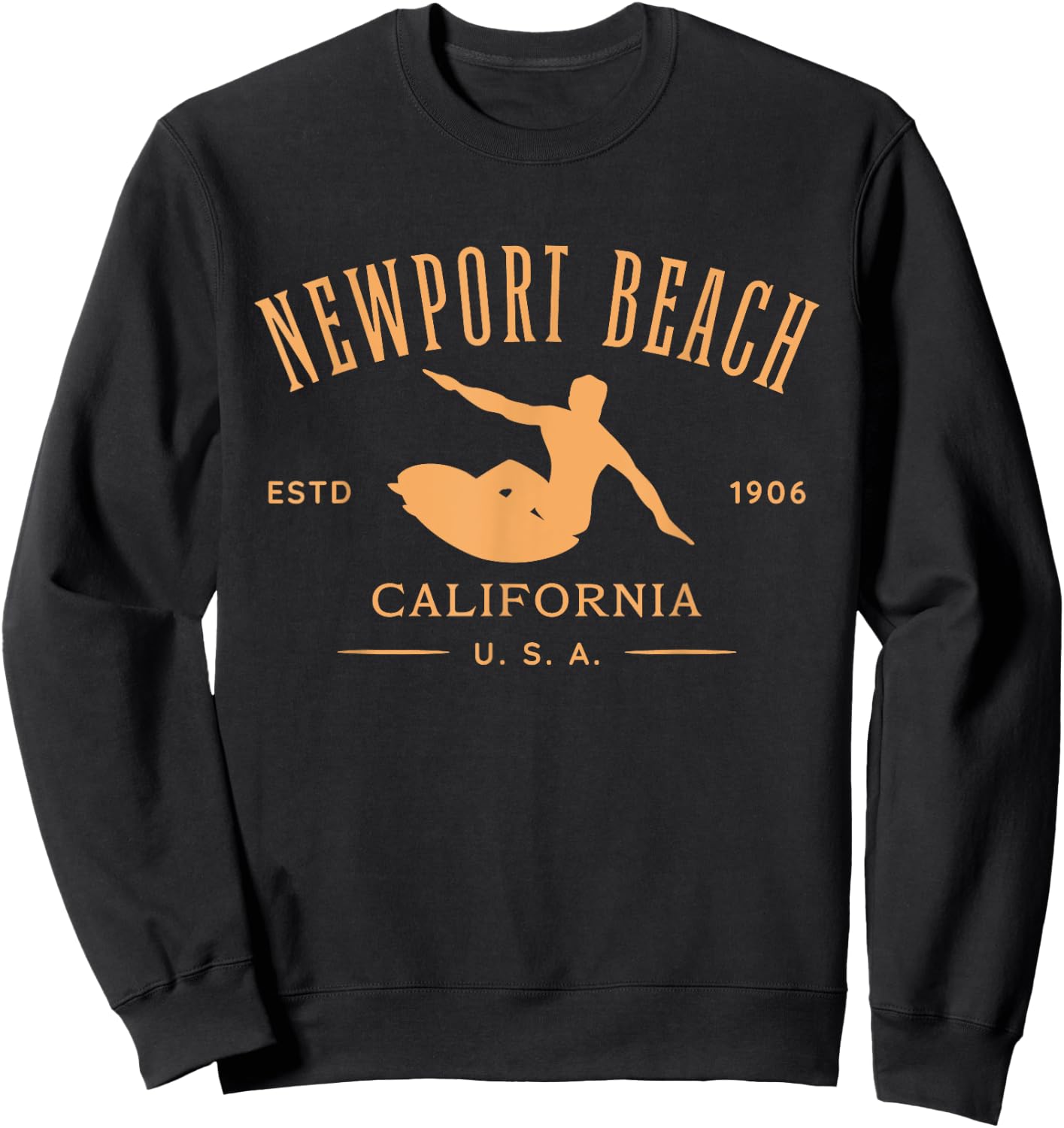 Newport Beach California Surf Design Sweatshirt - Sweatshirt | Black