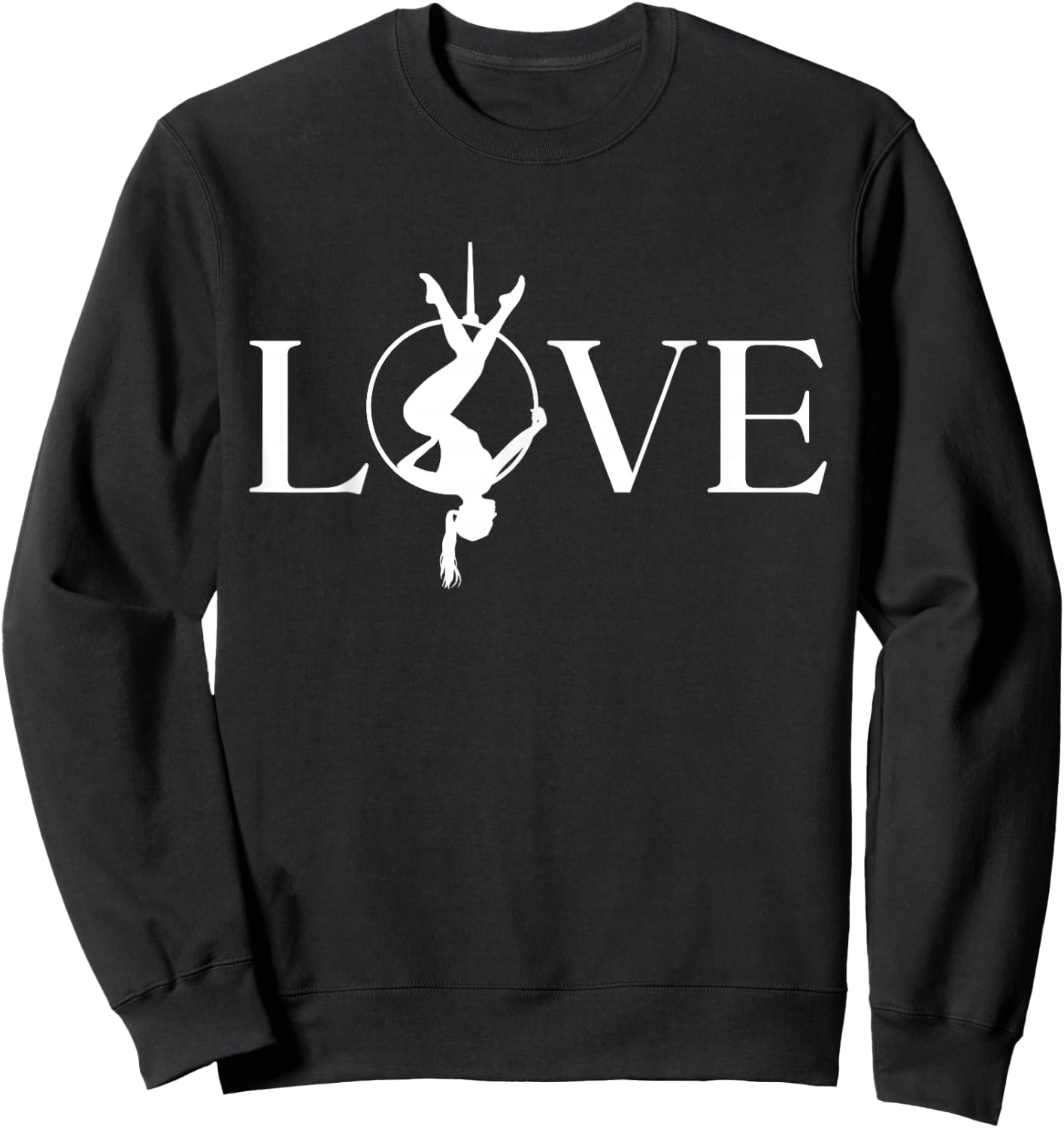 Love Aerial Hoop, Aerial Yoga Gifts, Aerialist Gymnast Heart Sweatshirt - Sweatshirt | Black