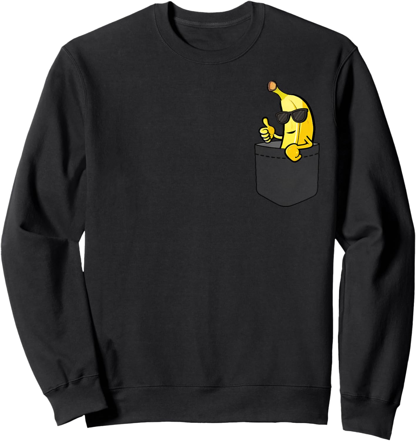 Cool banana in pocket, peeking banana sunglasses on chest Sweatshirt - Sweatshirt | Black