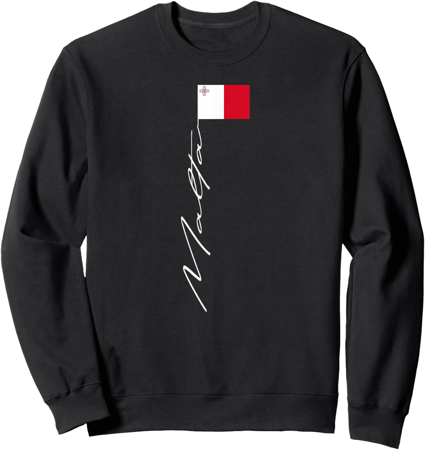 Malta Signature Flag Pole Patriotic Malta Flag Sweatshirt - Sweatshirt | Black