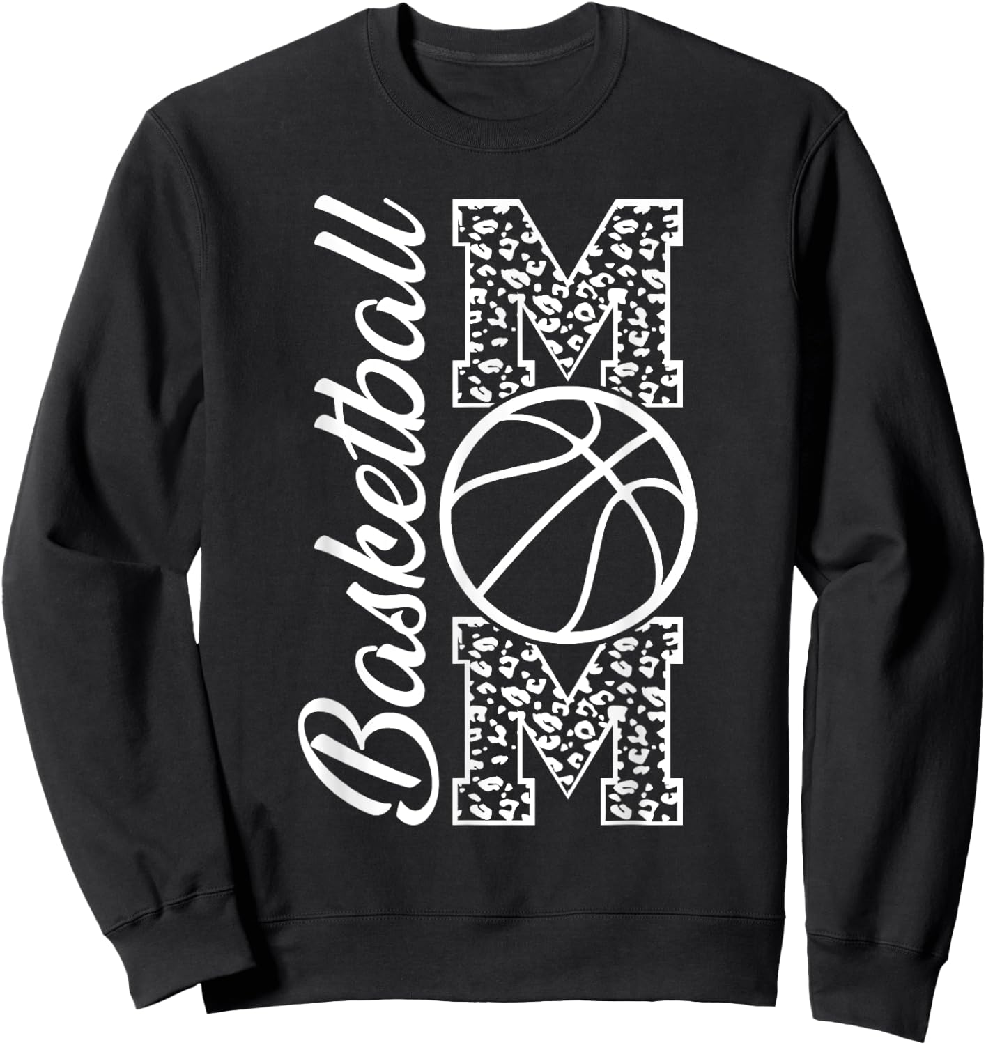 Basketball Mom Leopard Print Cheetah Proud Mother Mom Sweatshirt - Sweatshirt | Black