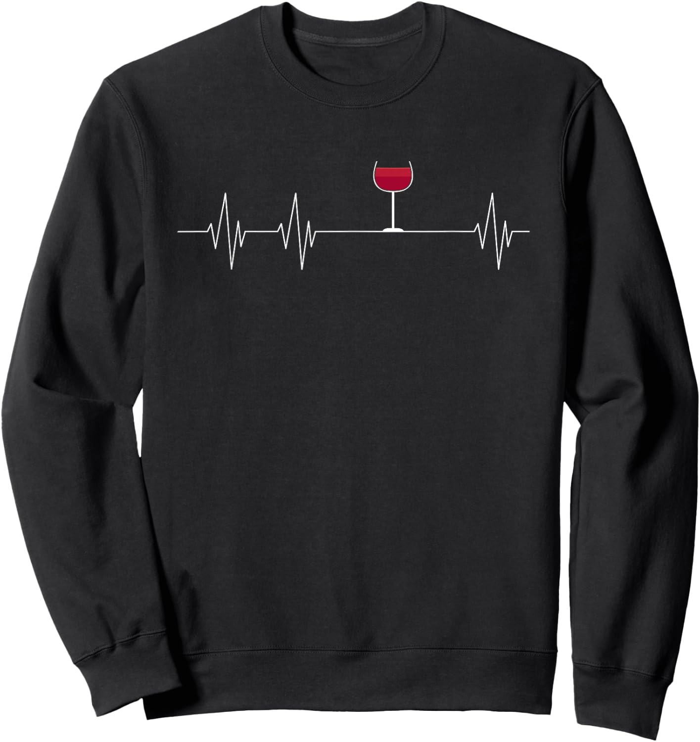 Wine Heartbeat Wine Glass Sweatshirt - Sweatshirt | Black