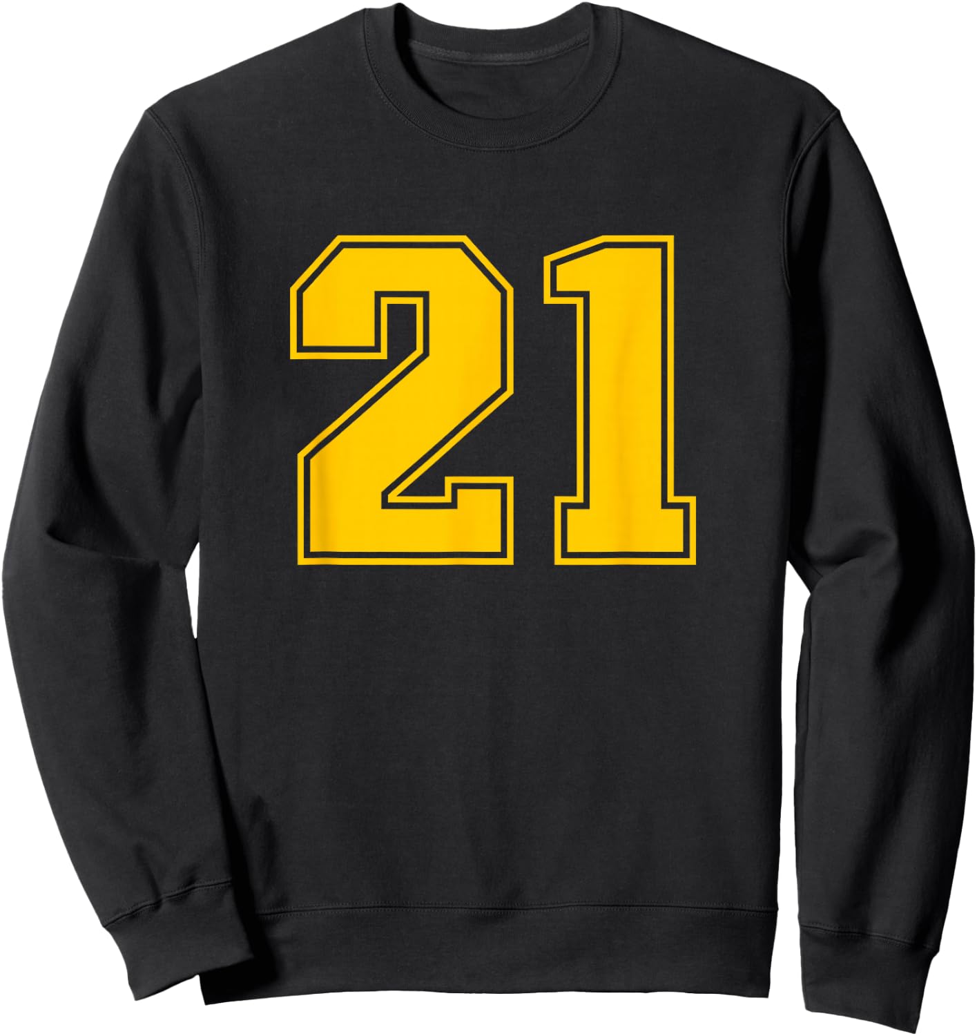 Number #21 Yellow Sport Uni Number Sweatshirt - Sweatshirt | Black