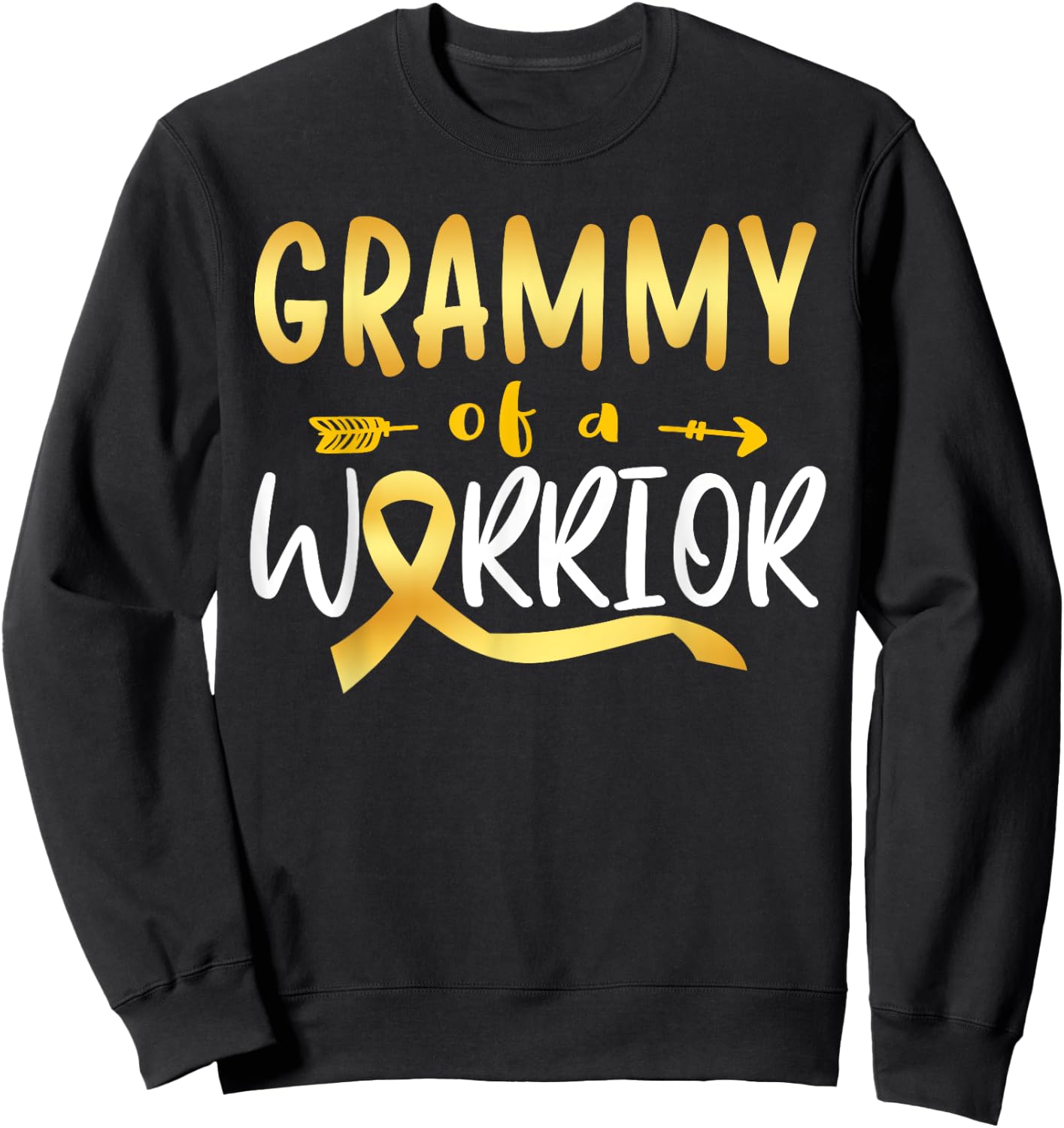 Grammy of the Warrior Childhood Cancer Awareness Gold Ribbon Sweatshirt - Sweatshirt | Black