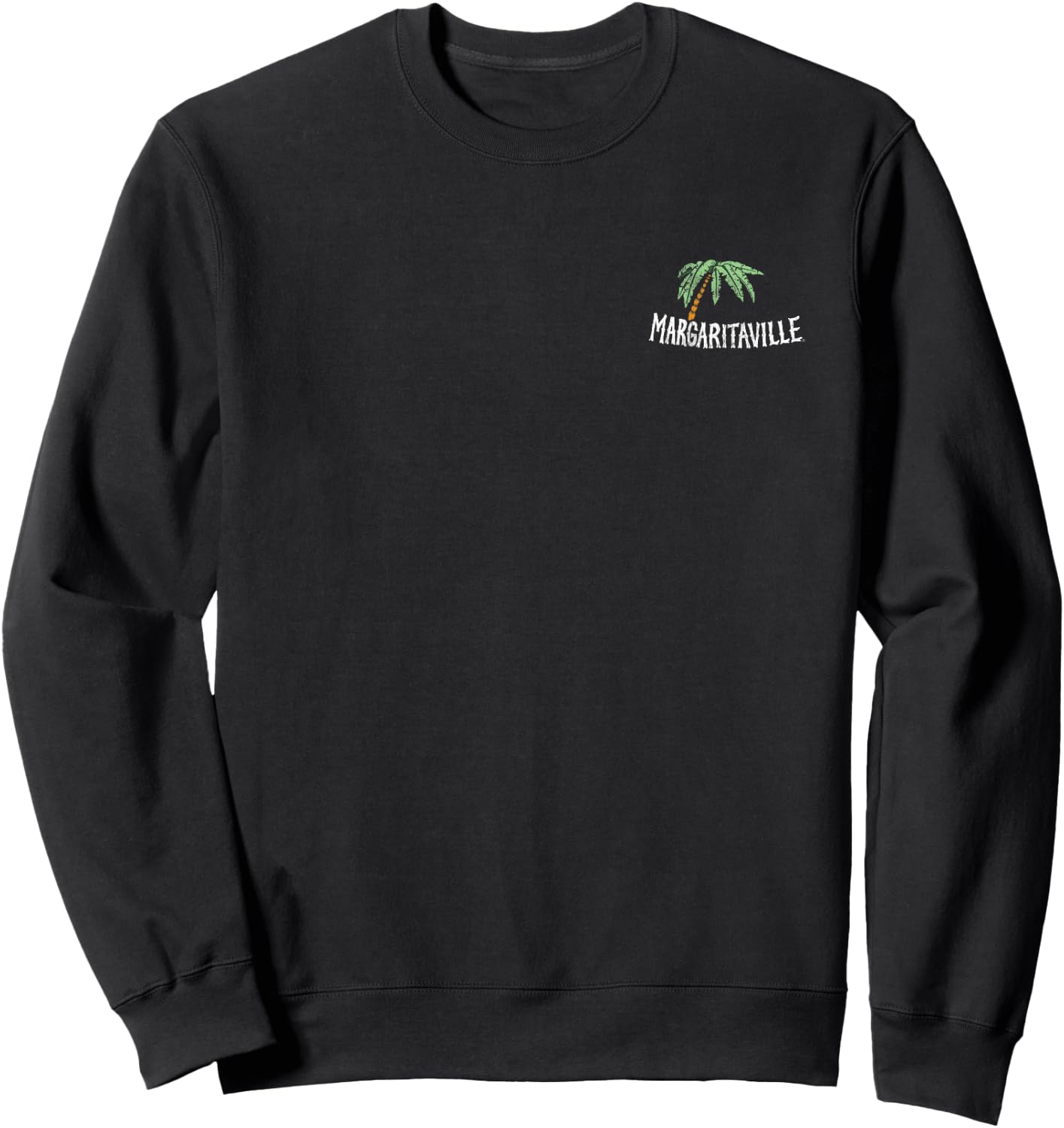 Margaritaville Wastin Away Again in Margaritaville -Adults Black Palm Tree Tropical Classic Fit Short Sleeve Sweatshirt - Sweatshirt | Black
