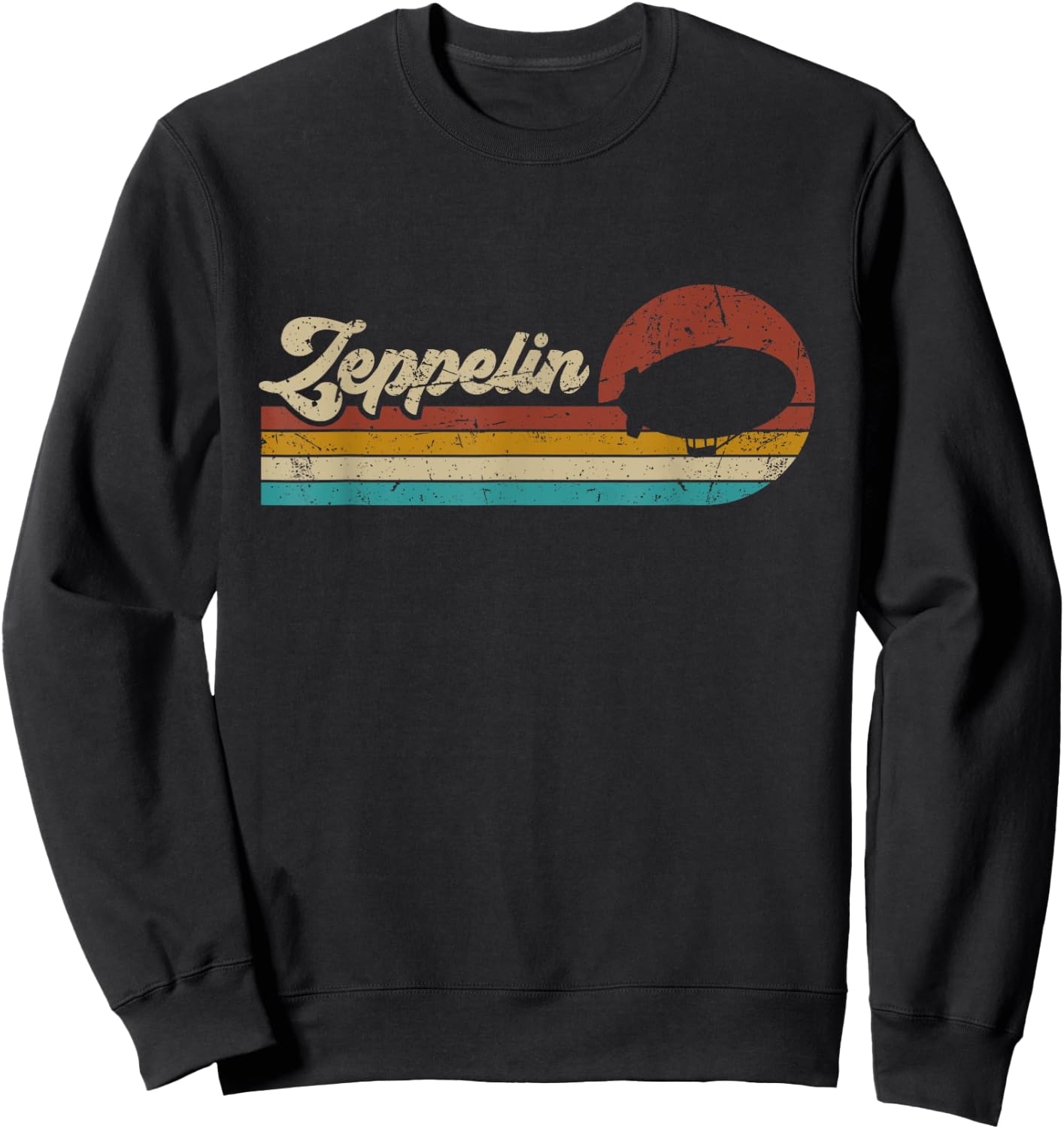 Vintage Zeppelin Retro Sunset Funny Dirigible Airship Sweatshirt - Sweatshirt | Black