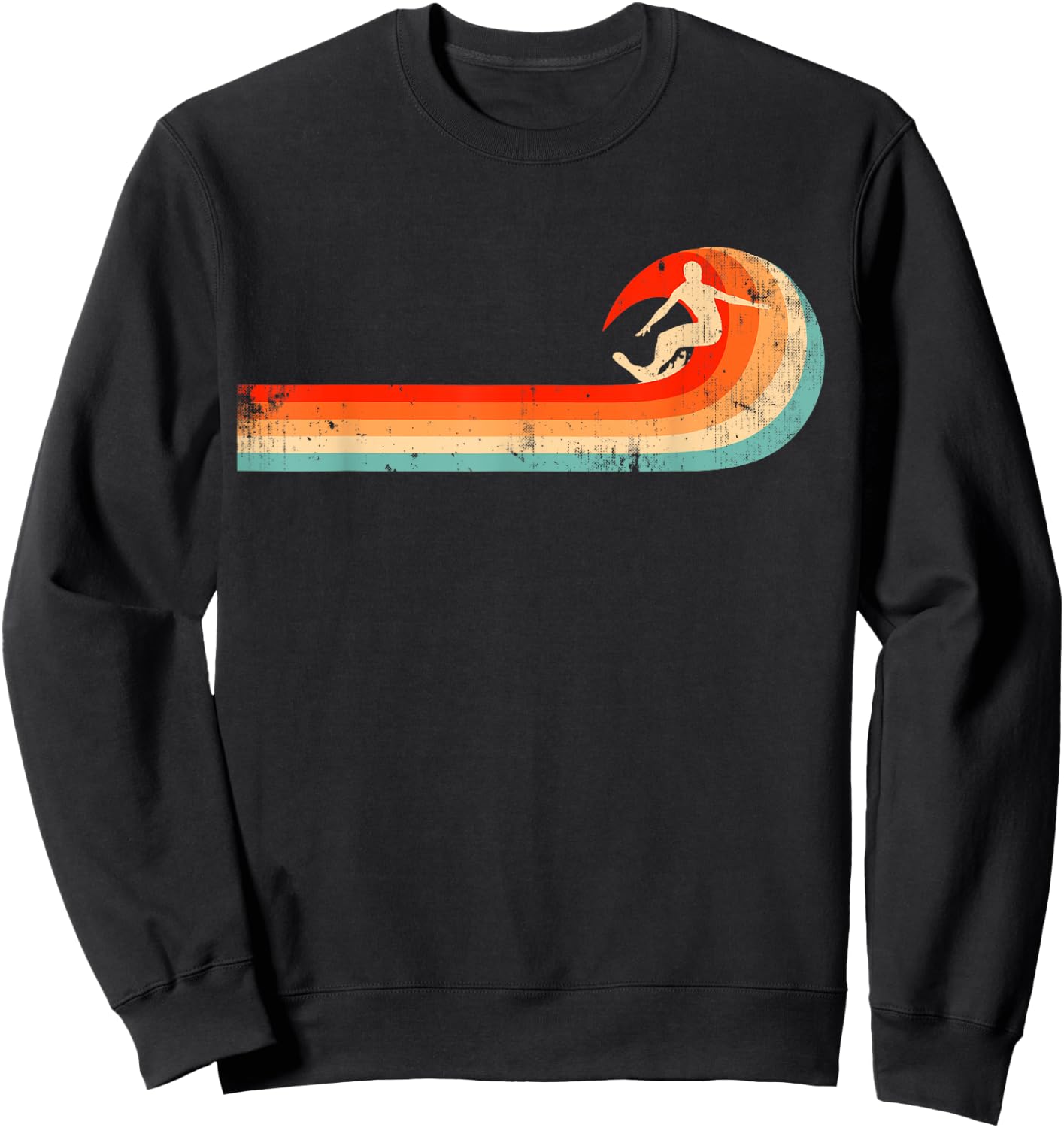 Surfer Gift Vintage Wave Retro Surfing Surf Beach Sweatshirt - Sweatshirt | Black