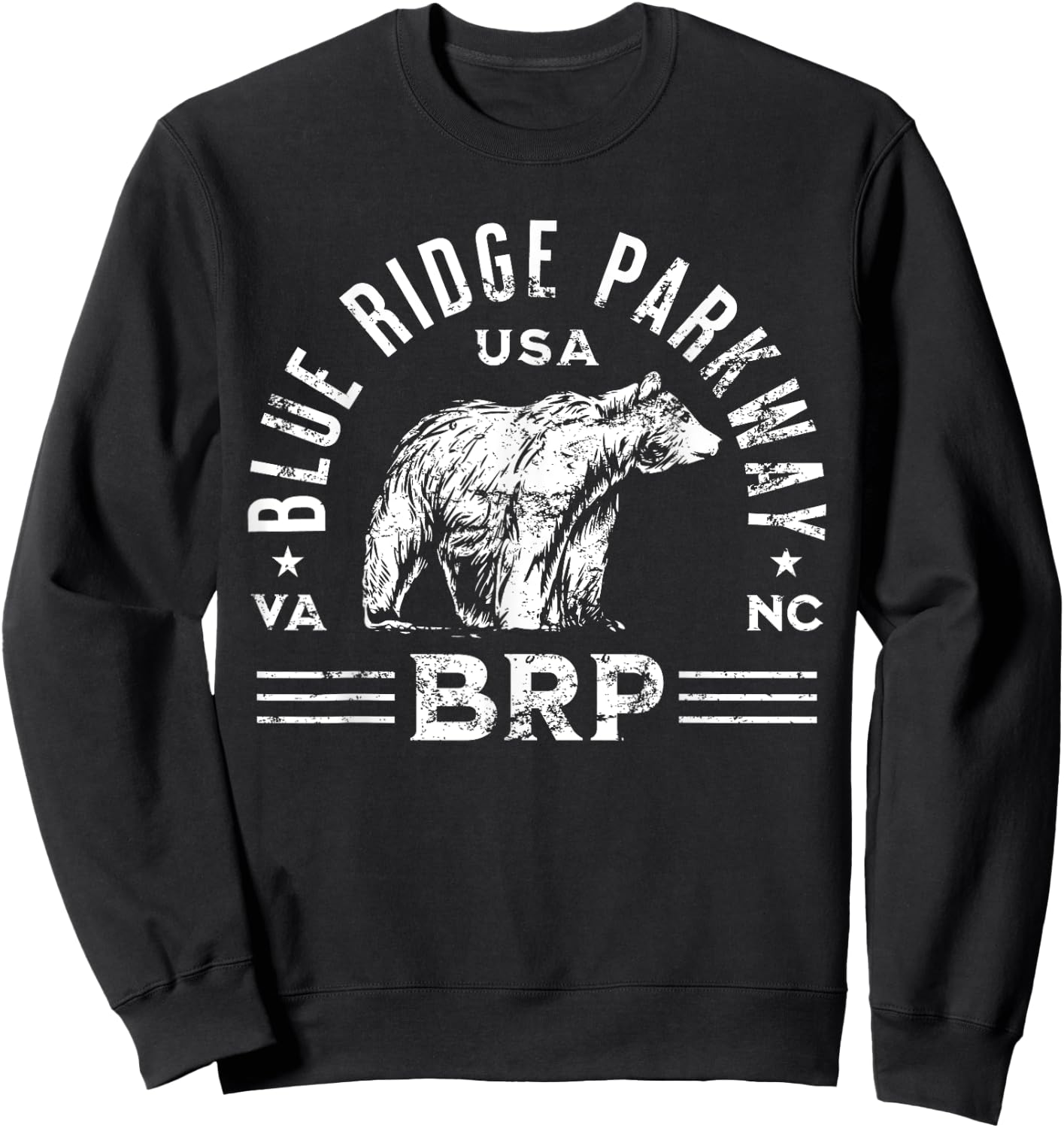 Blue Ridge Parkway NC VA USA Bear Design Sweatshirt - Sweatshirt | Black