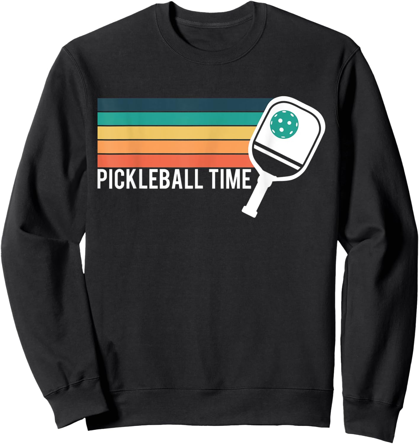 Vintage Retro Pickleball Time Pickleball Player Sweatshirt - Sweatshirt | Black