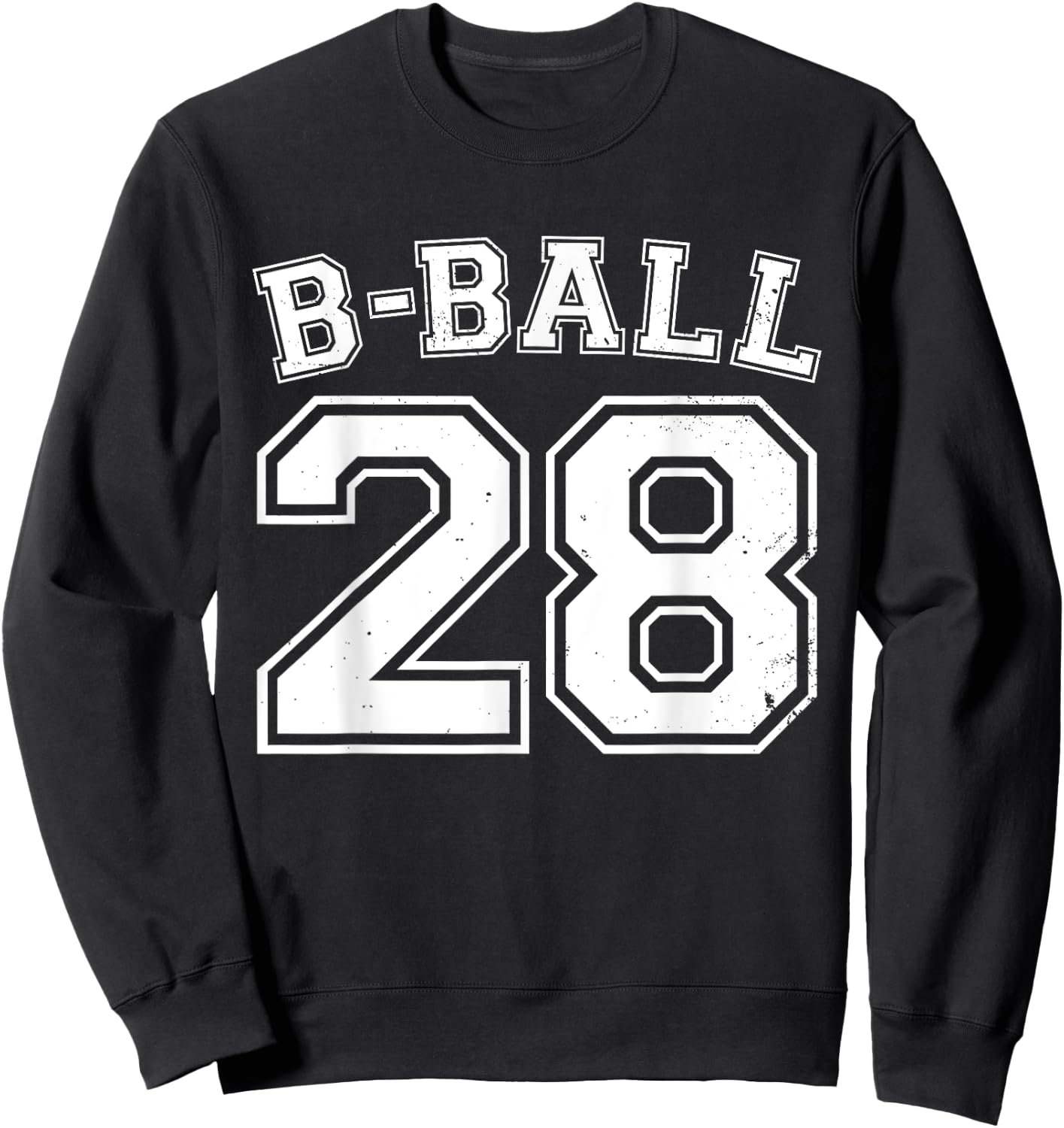 B-Ball Basketball Player Number 28 Training Varsity Vintage Sweatshirt - Sweatshirt | Black