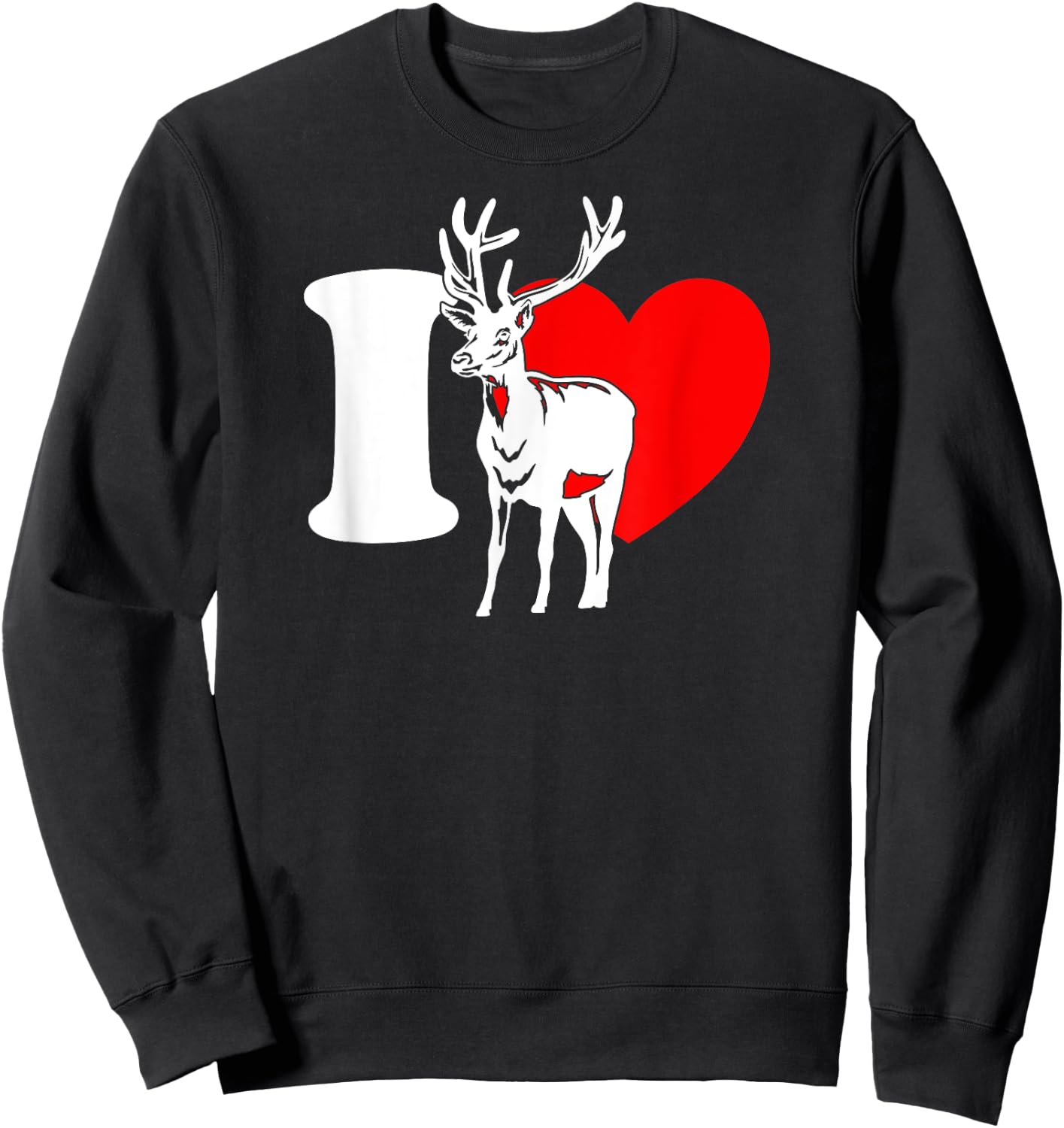 I Heart Deer - Funny I Love Deer, Funny Deer Lover Sweatshirt - Sweatshirt | Black
