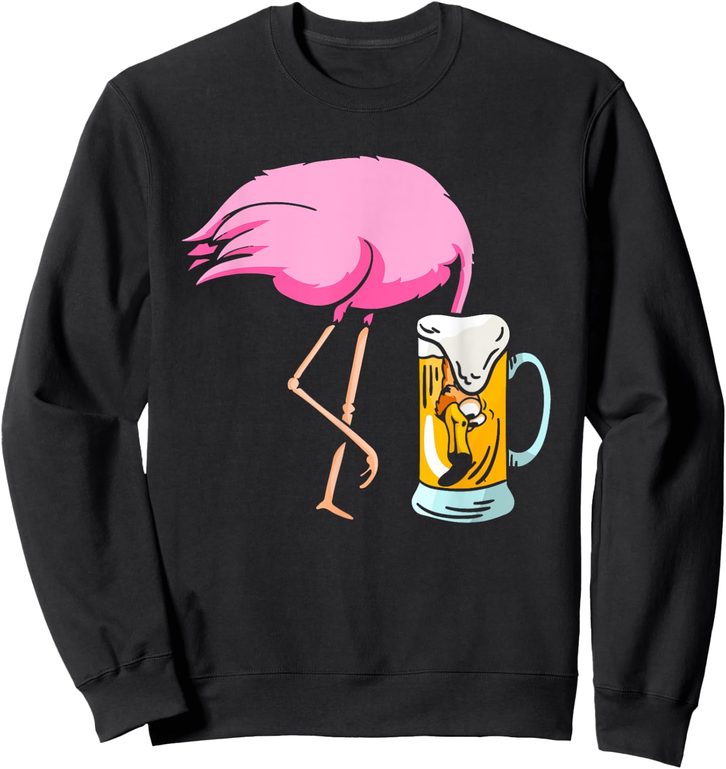 Funny Flamingo Drinking Beer | Party Beer Drinker Sweatshirt - Sweatshirt | Black