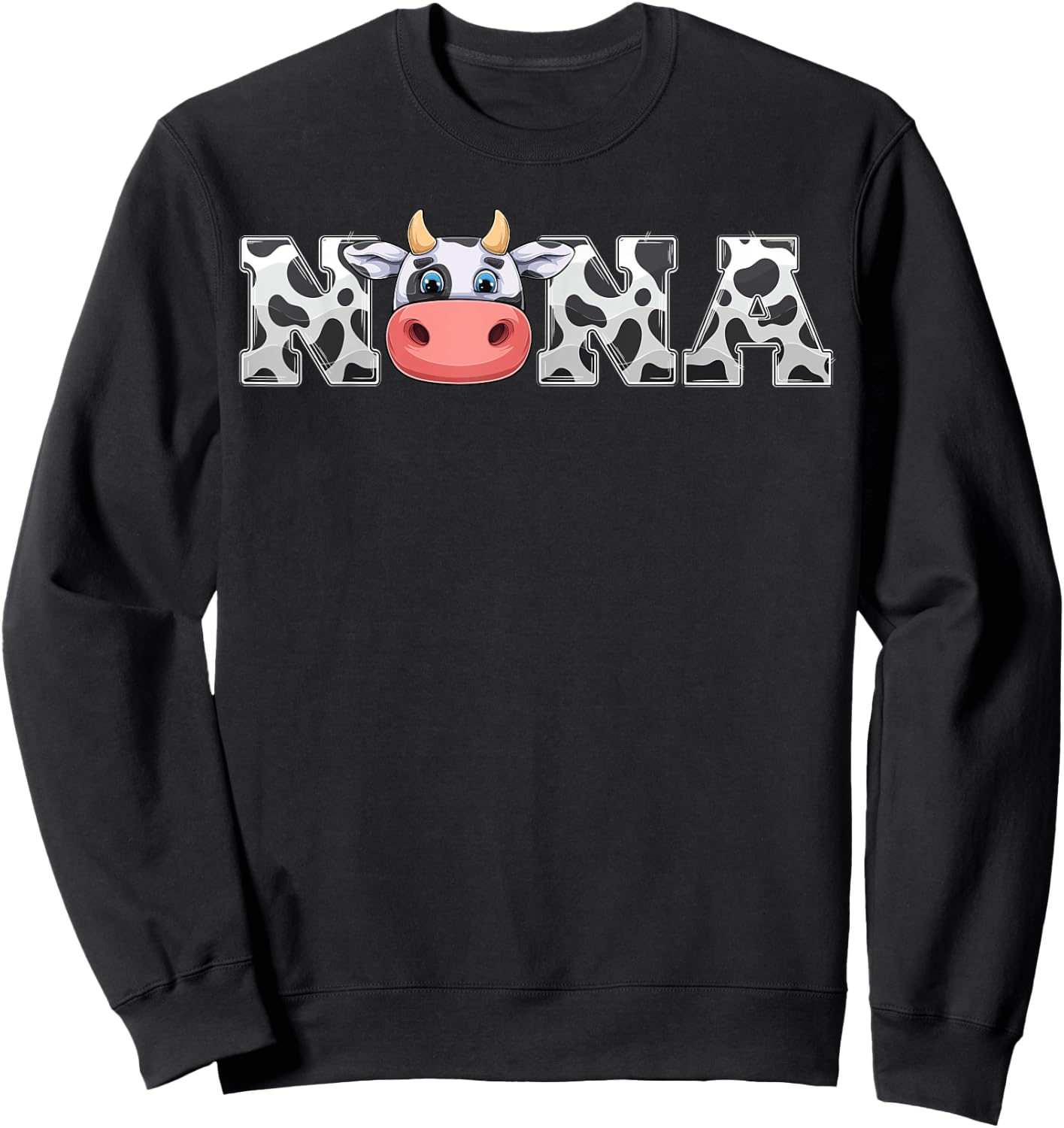 Nana Cow Print Cowboy Animal Pattern Farmer Cow Nana Sweatshirt - Sweatshirt | Black