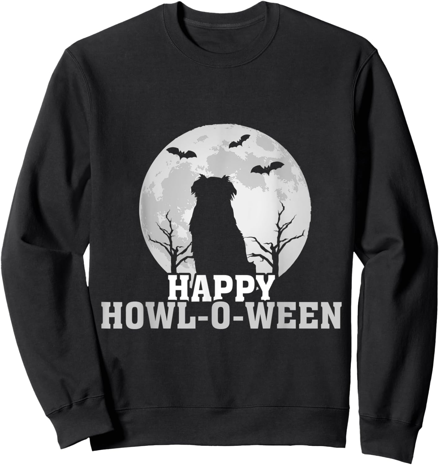 Happy Halloween Howl-o-ween Aussie Australian Shepherd Sweatshirt - Sweatshirt | Black