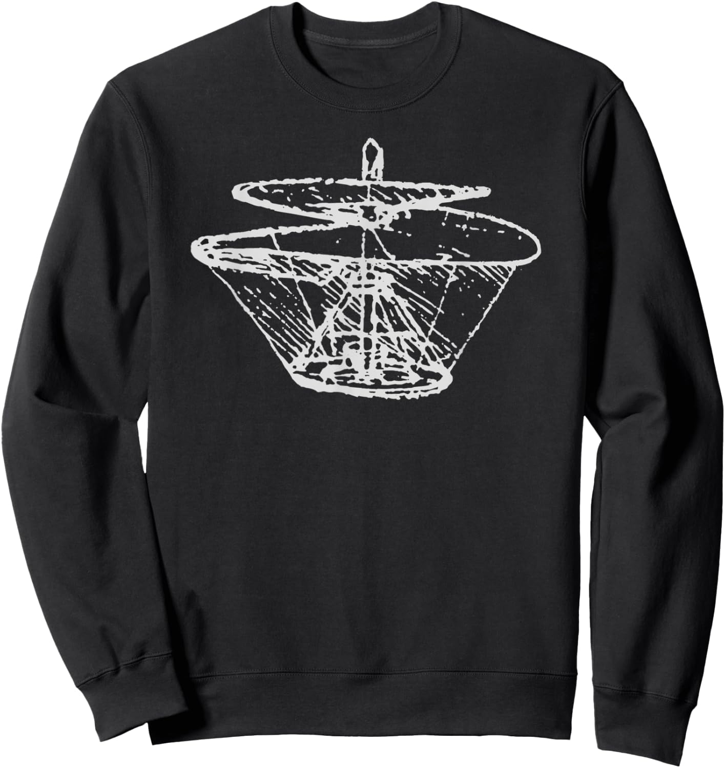 Flying Machine Leonardo da Vinci - Aerial Screw Helicopter Sweatshirt - Sweatshirt | Black
