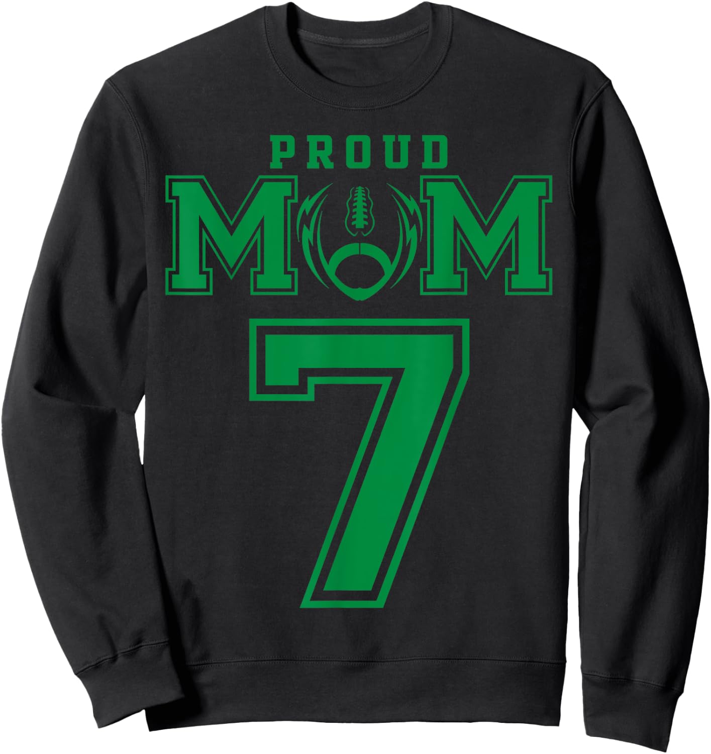 Custom Proud Football Mom Number 7 G Personalized Sweatshirt - Sweatshirt | Black