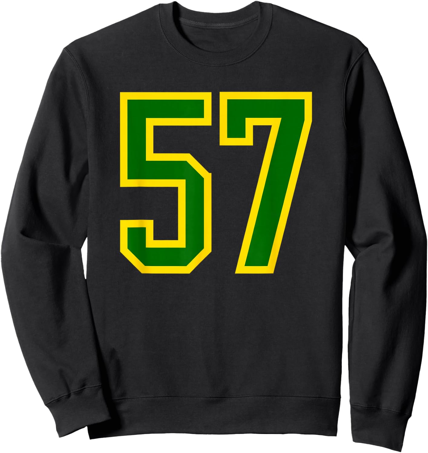 Number #57 Green Yellow Sports Team Sweatshirt - Sweatshirt | Black