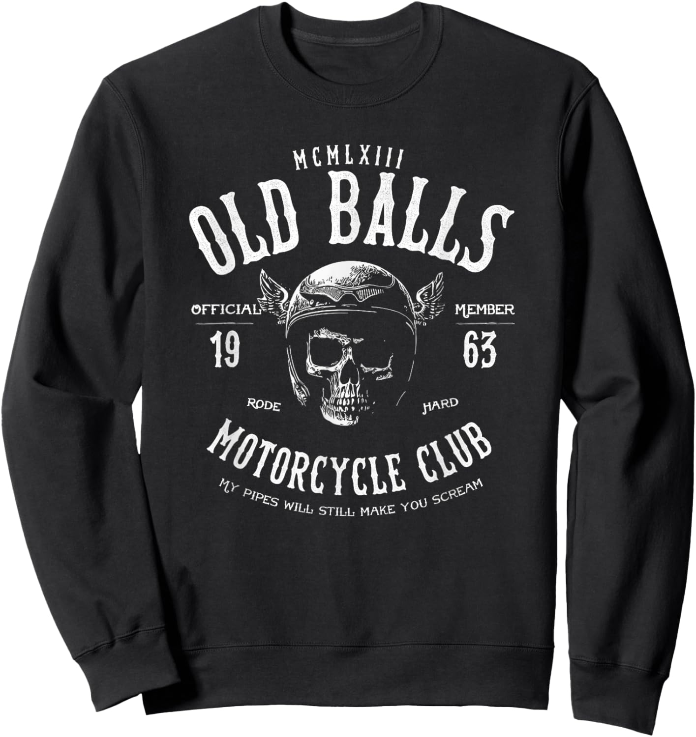 The Old Balls Club Vintage Motorcycle 60th Birthday - Men's Classic Fit Black Small Sweatshirt - Sweatshirt | Black