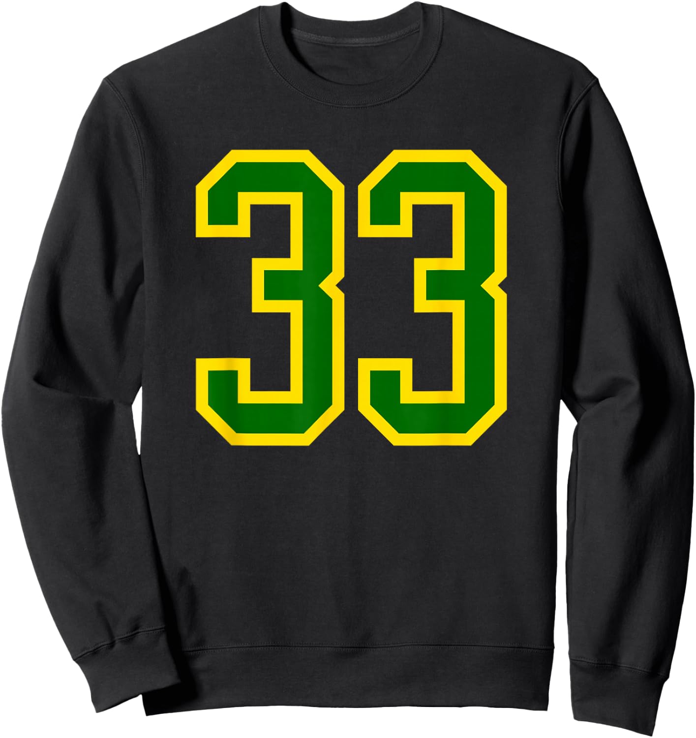Green Yellow Sports Team Number #33 Sweatshirt - Sweatshirt | Black