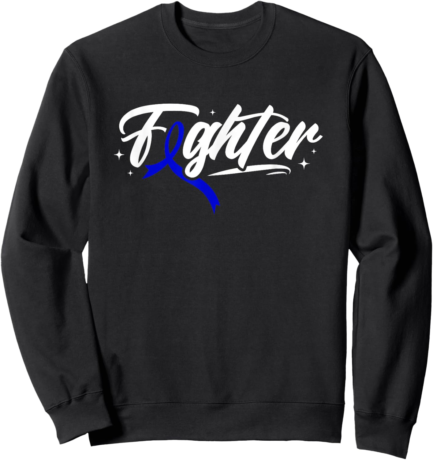 Colon Cancer Fighter Blue Ribbon Awareness Month Support Sweatshirt - Sweatshirt | Black