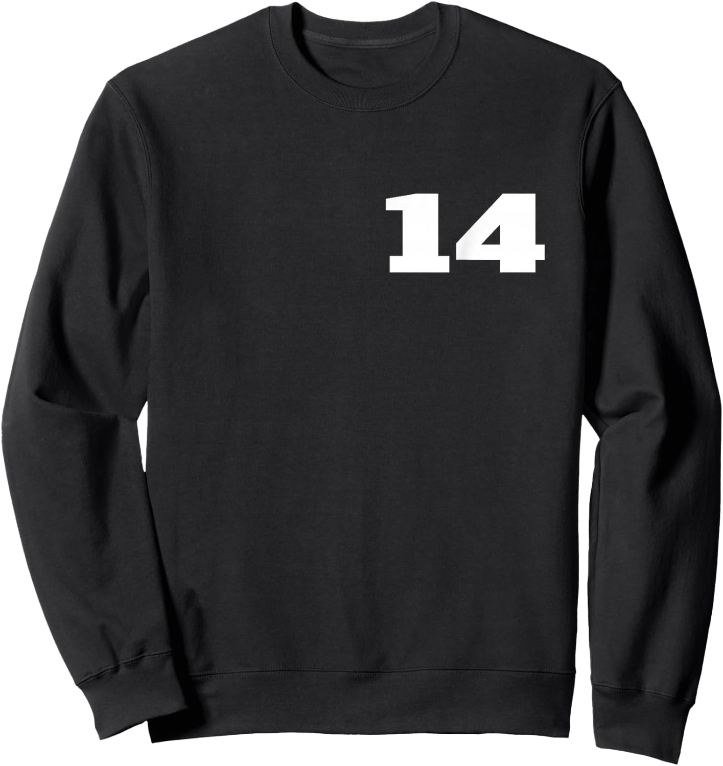 Number 14 Fourteen Sports Team FRONT PRINT Matching Birthday Sweatshirt - Sweatshirt | Black