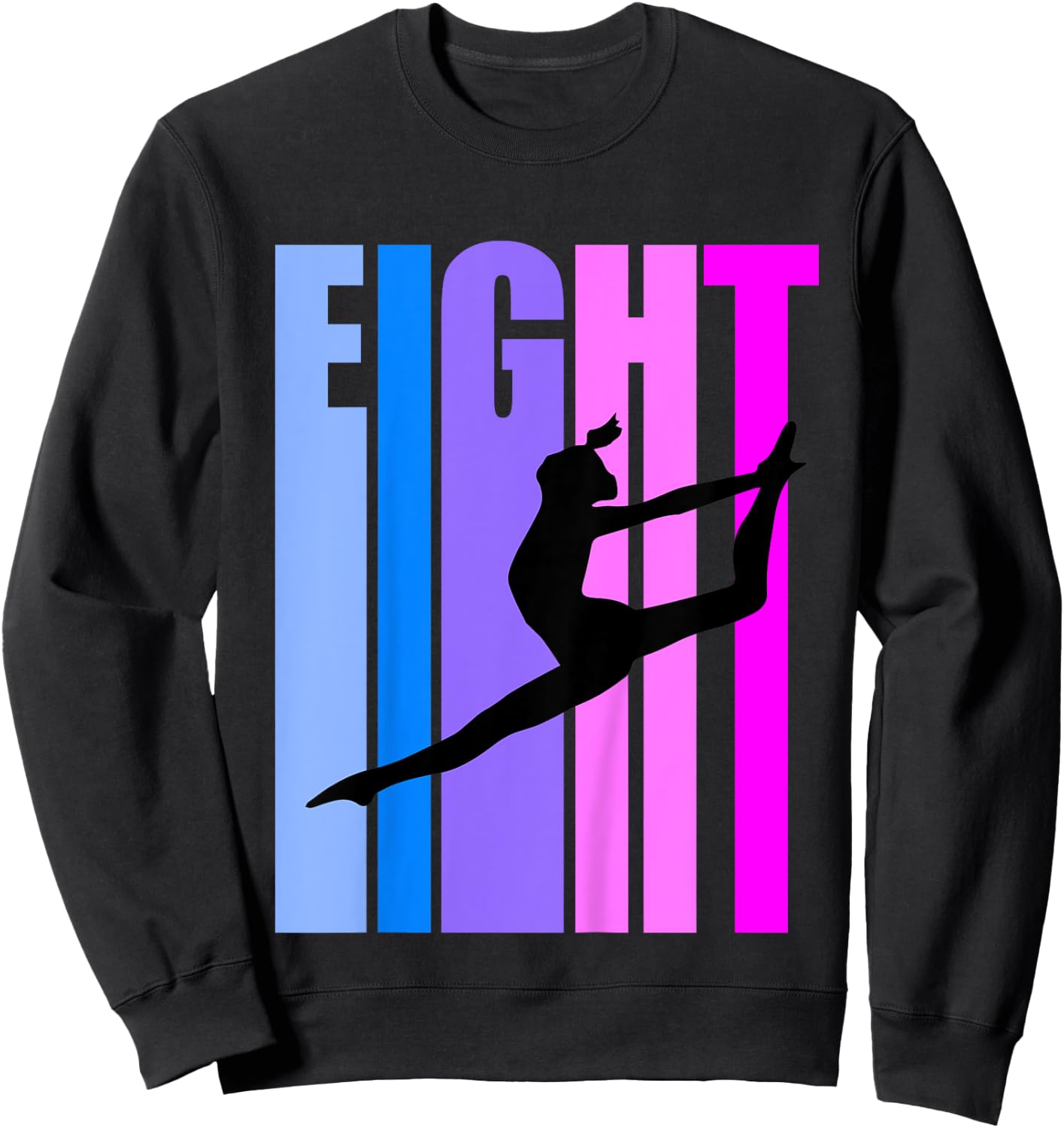 Kids 8th Birthday Gymnastics Girls Gymnast Dance Dancer Dancing Sweatshirt - Sweatshirt | Black