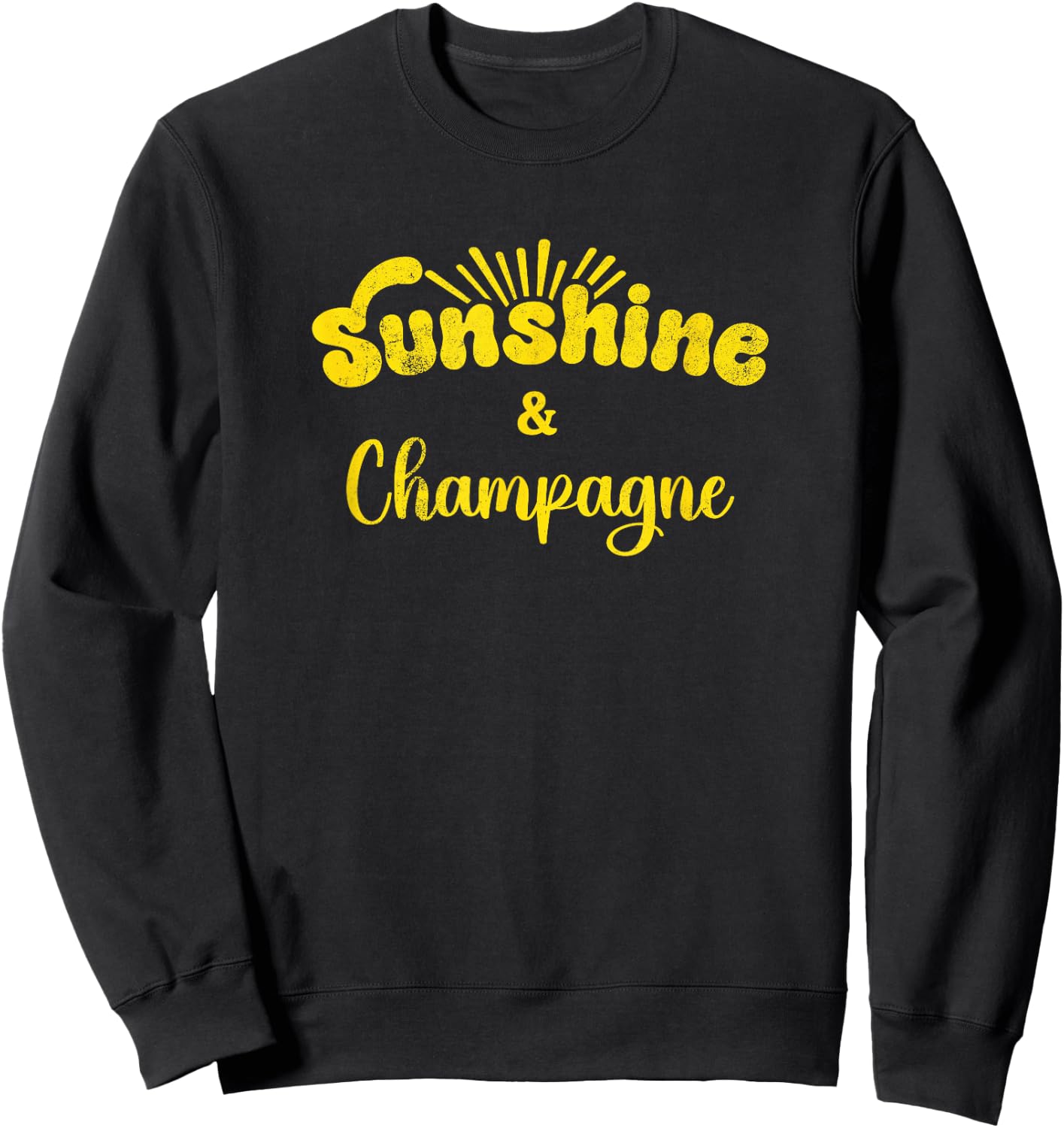 Sunshine and Champagne | Cute Summer Vintage Graphic Sweatshirt - Sweatshirt | Black