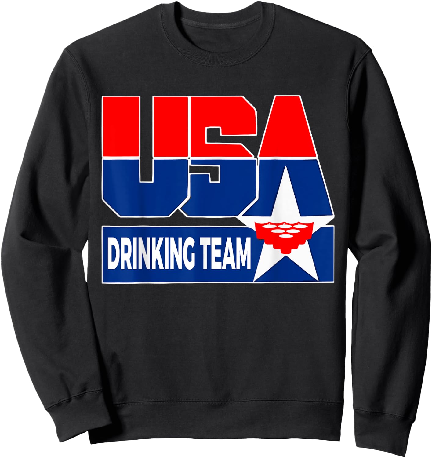USA Drinking Team American Flag Patriotic Beer Frat Boy Pun Sweatshirt - Sweatshirt | Black
