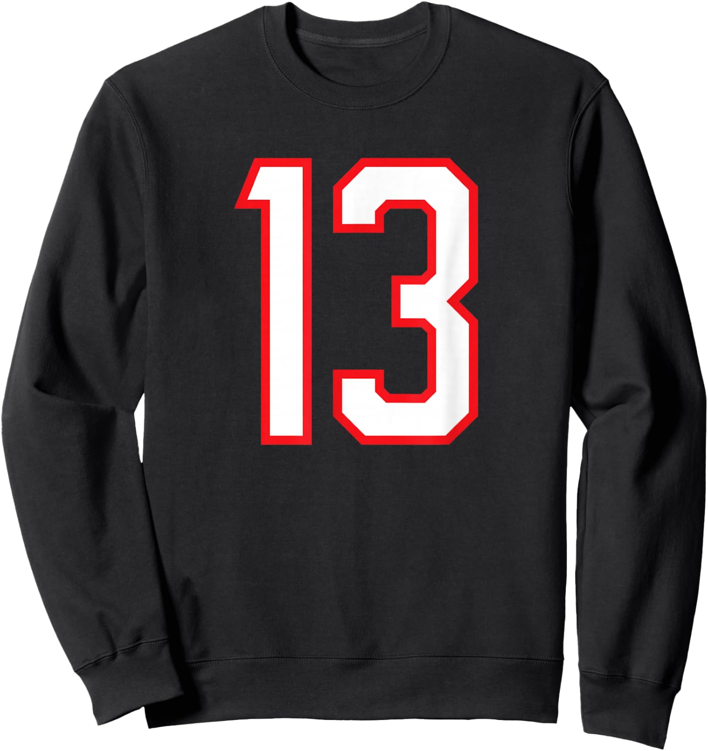 Number #13 White Red Plain Number Sweatshirt - Sweatshirt | Black