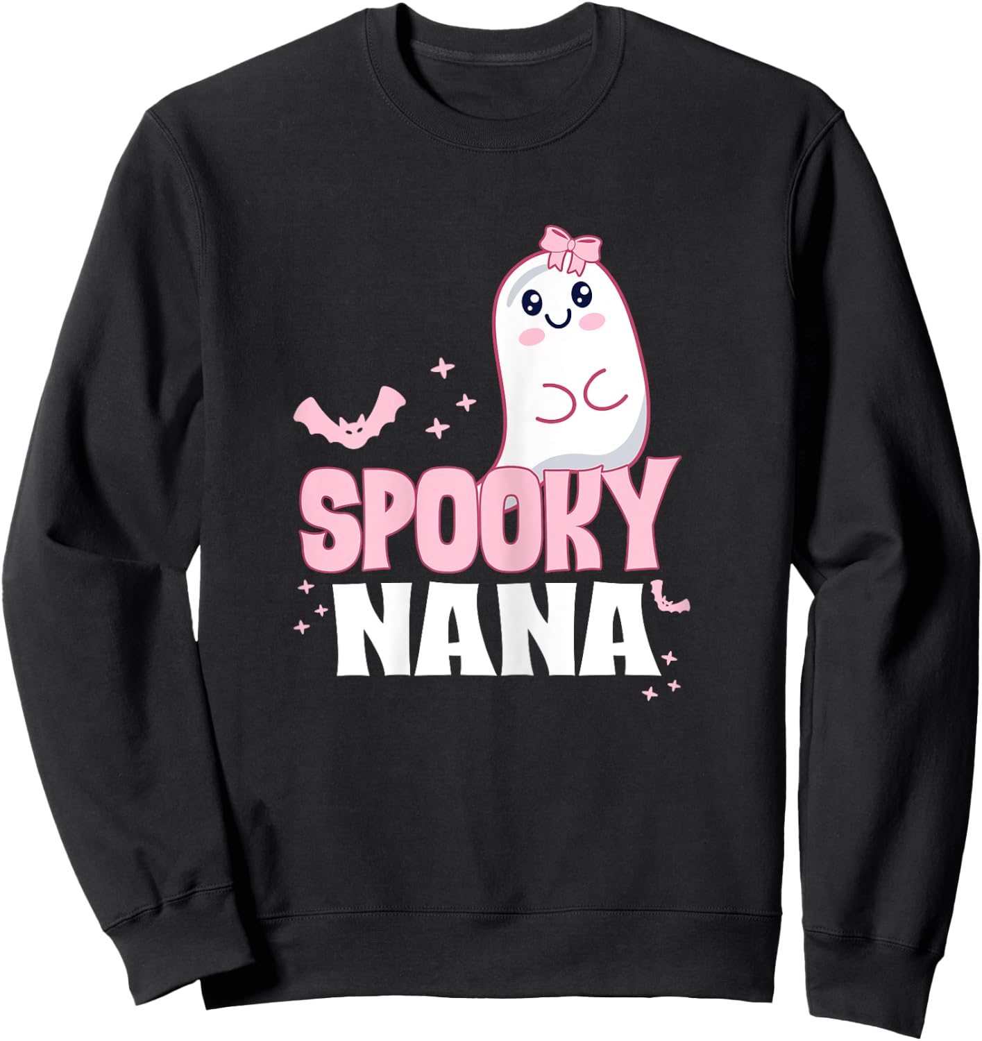 Spooky Nana Family Cute Pink White Ghost Boo Halloween Sweatshirt - Sweatshirt | Black