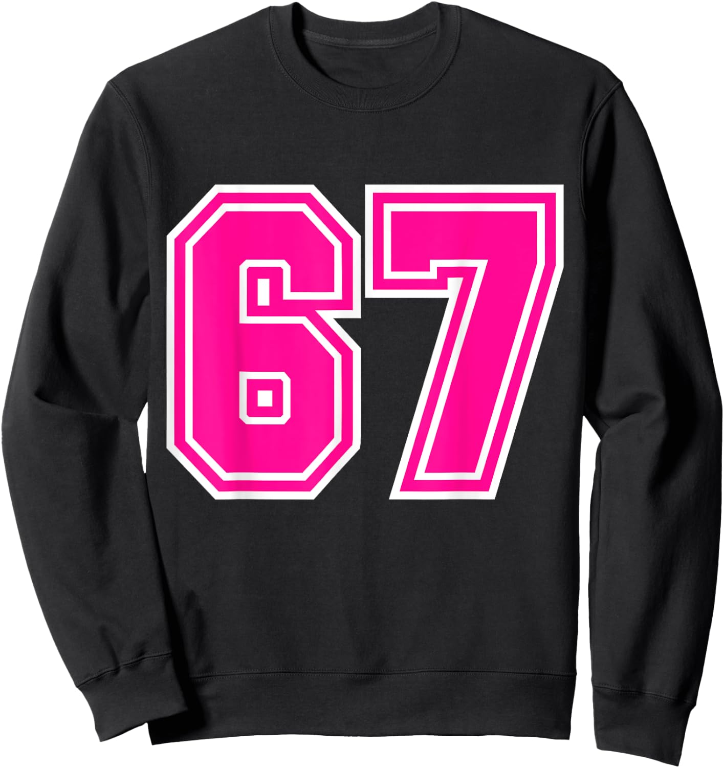 Number #67 Varsity Pink Favorite Number Sweatshirt - Sweatshirt | Black